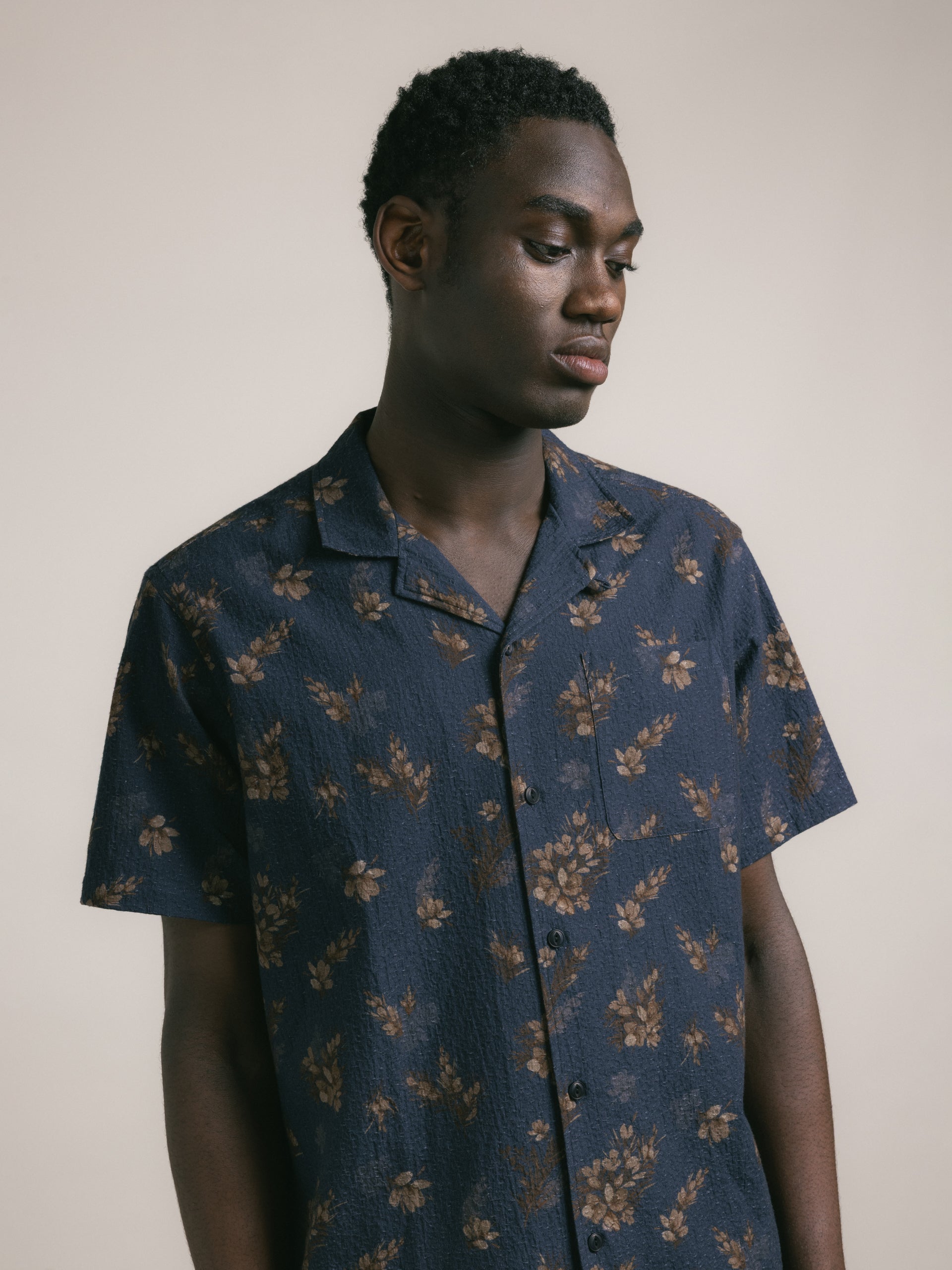 Crammond Shirt - Navy Gorse Print