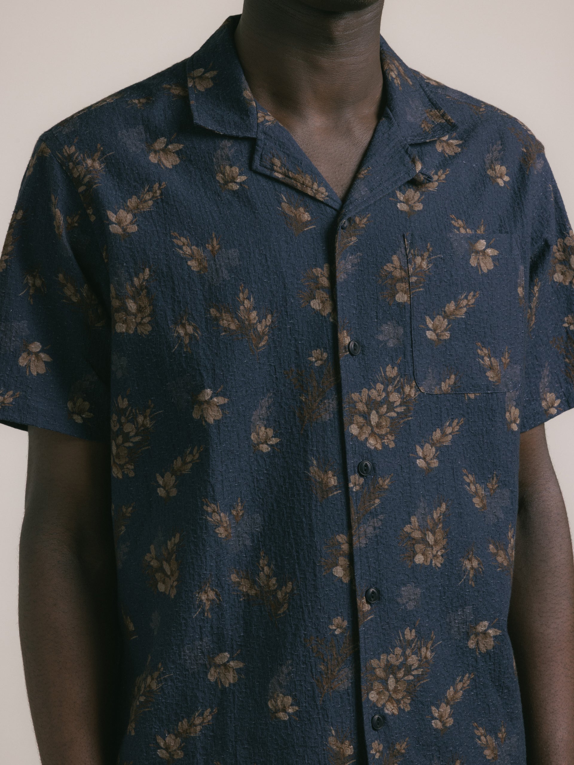 Crammond Shirt - Navy Gorse Print