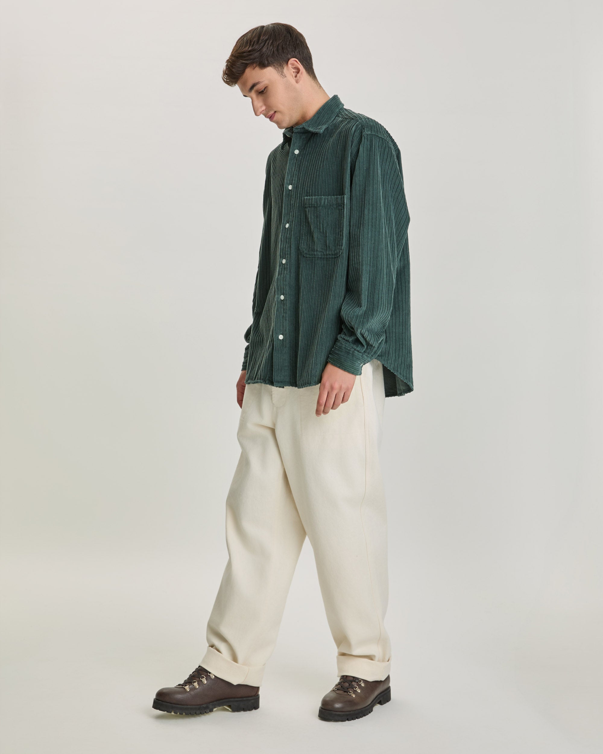 Carvalho Oversized Shirt - Dark Green Cord