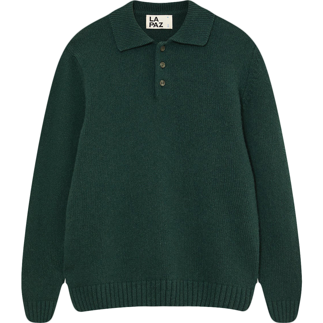 Eça Textured Knitted Polo - Dark Green