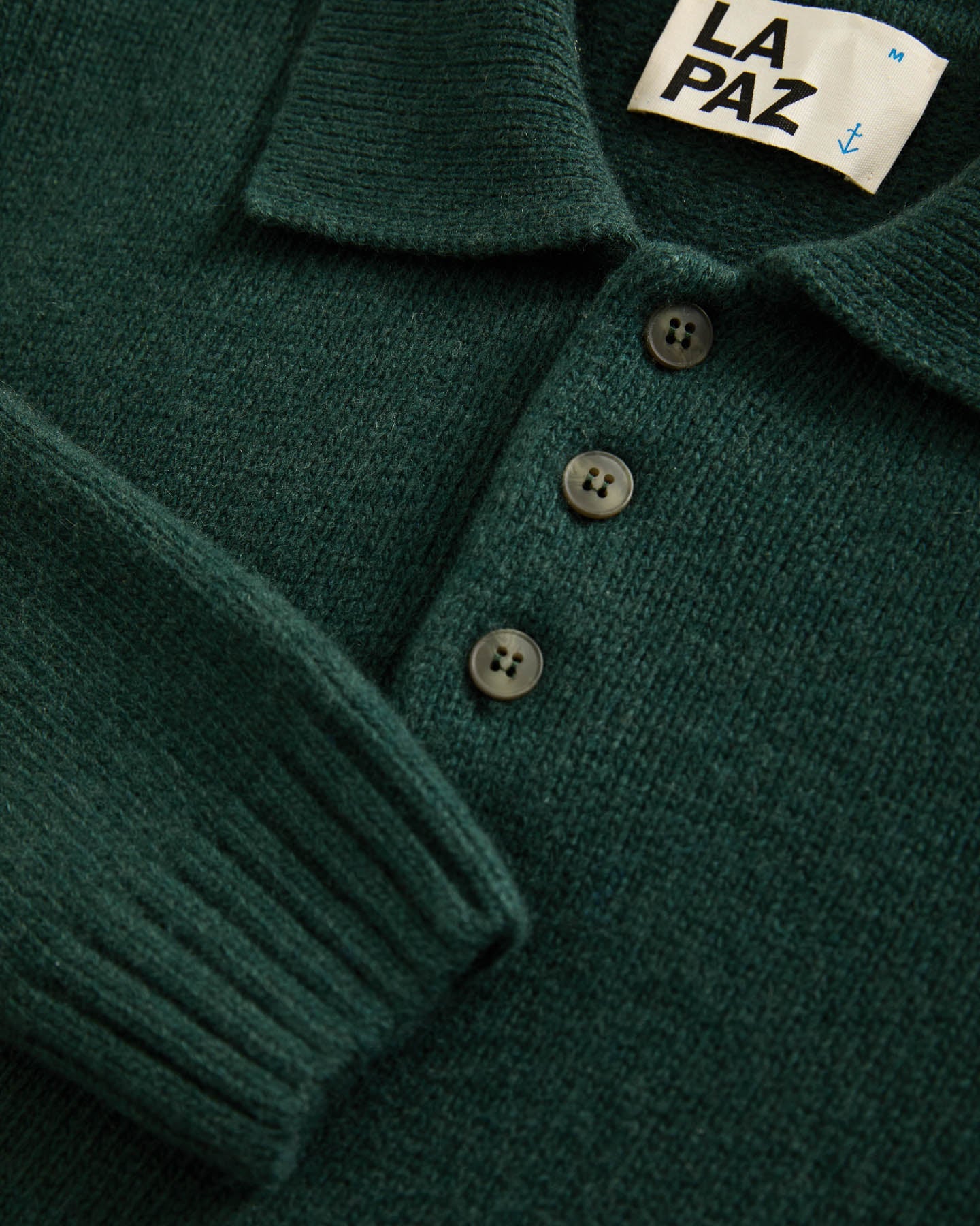 Eça Textured Knitted Polo - Dark Green