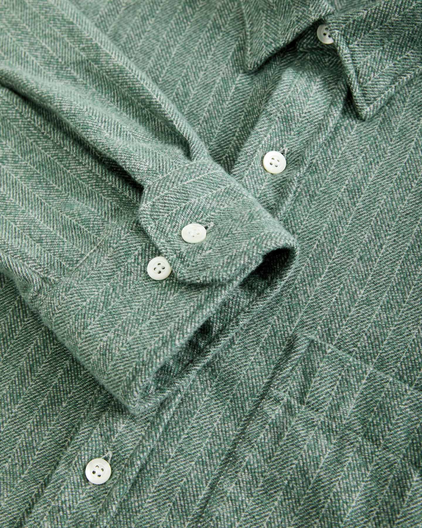 Teles Embroidered Logo Shirt - Green Herringbone