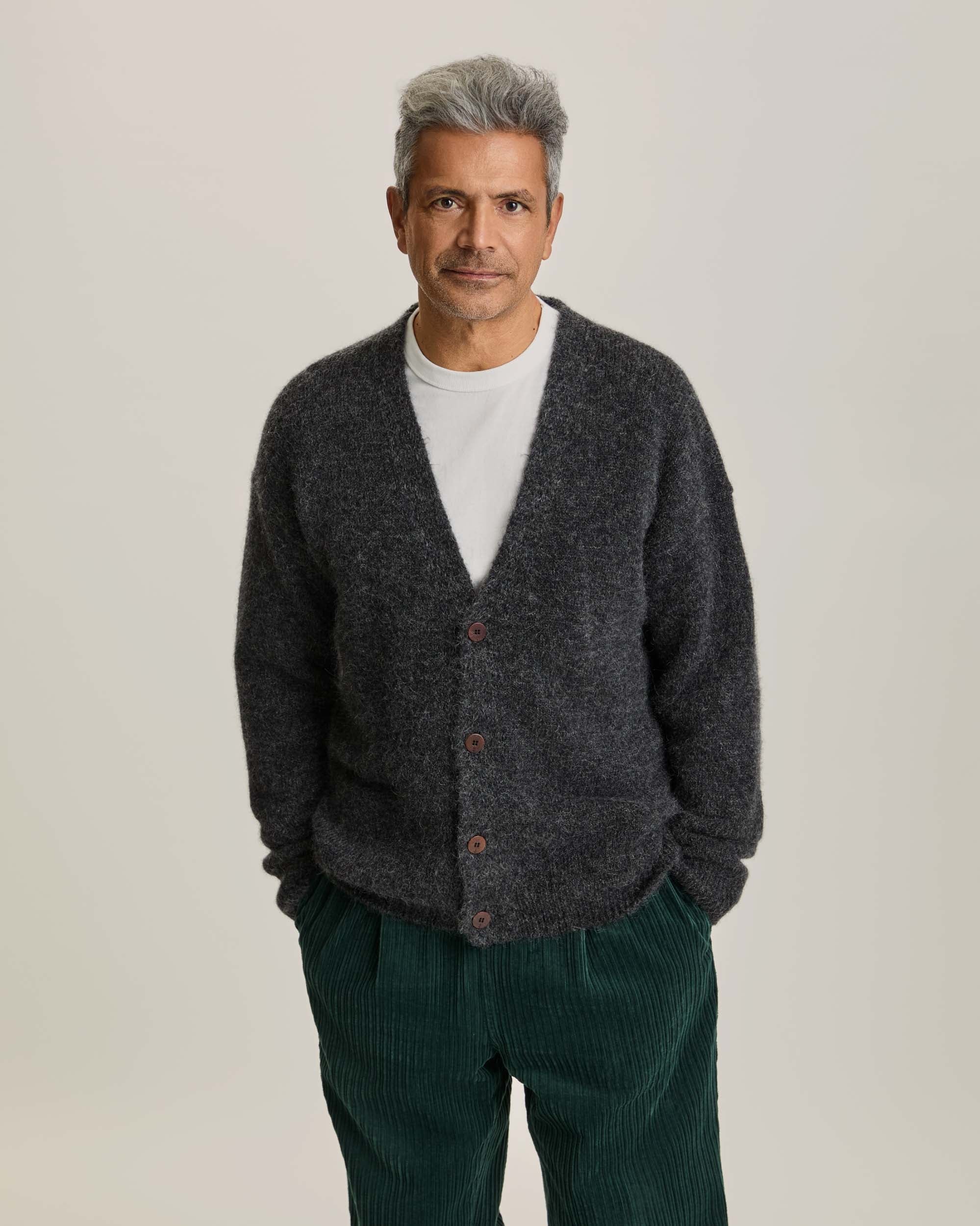 Queiroz Drop Shoulder Cardigan - Black Sand