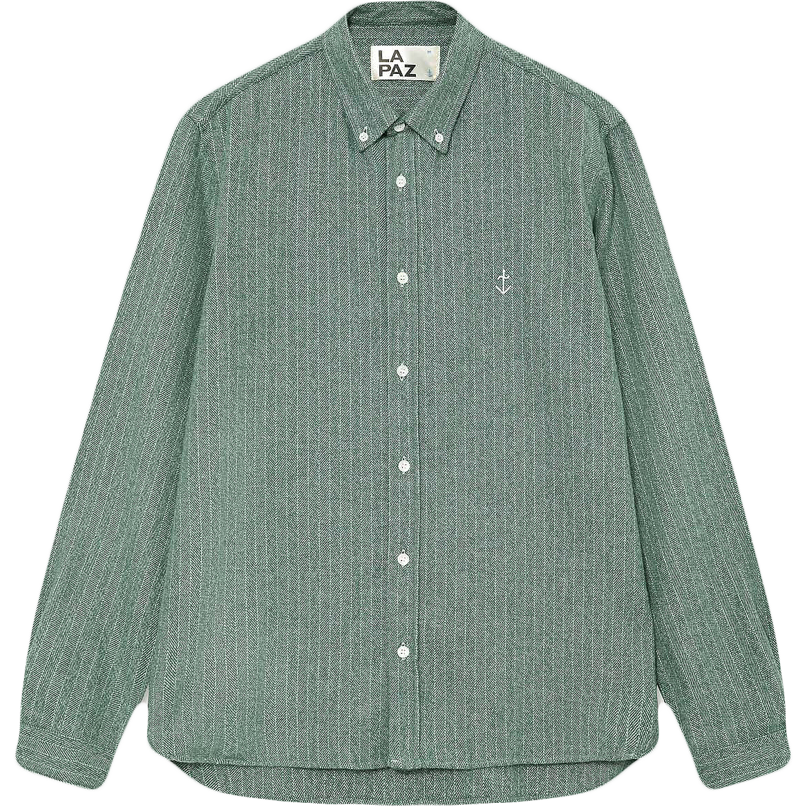 Teles Embroidered Logo Shirt - Green Herringbone