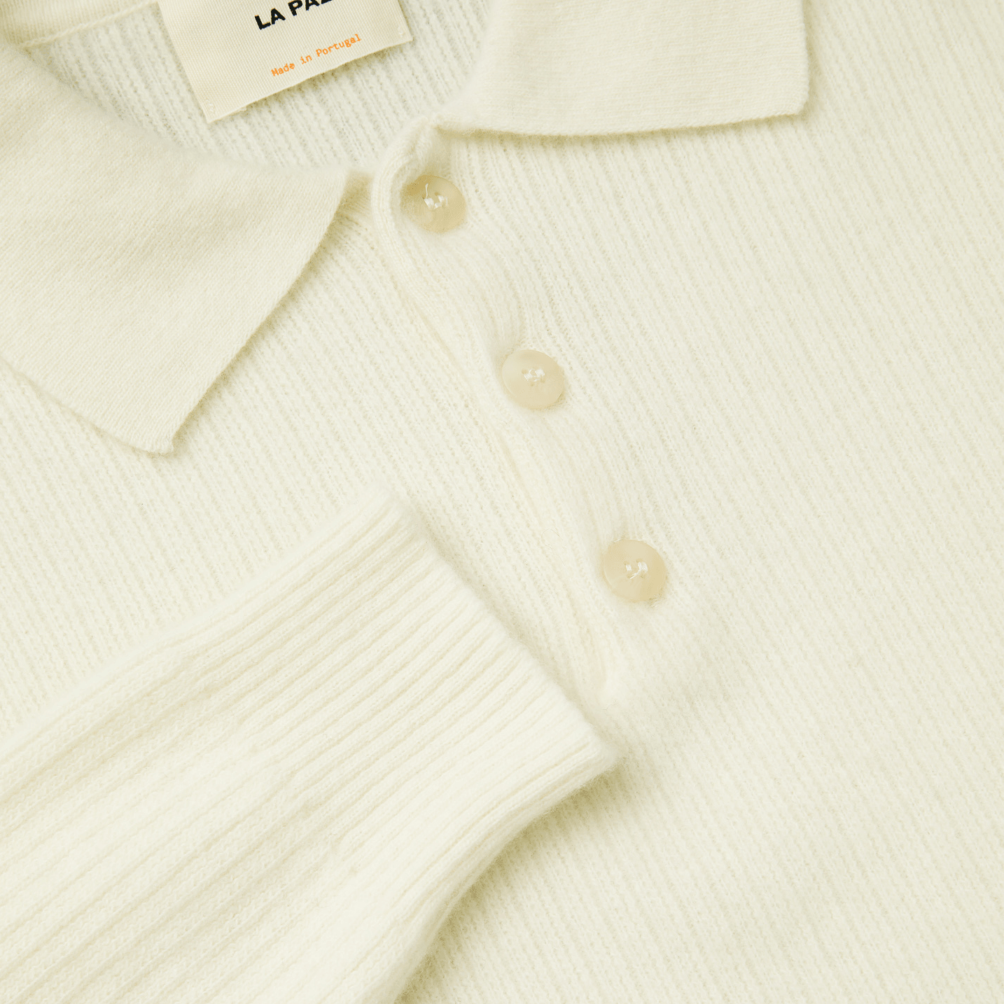 Eca Textured Knitted Polo - Oyster White