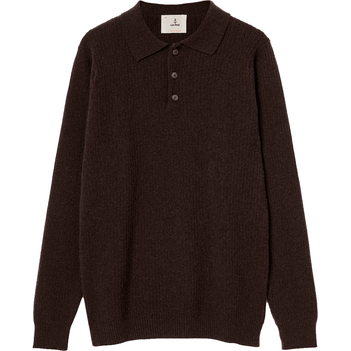 Eca Textured Knitted Polo - Brown Mesc