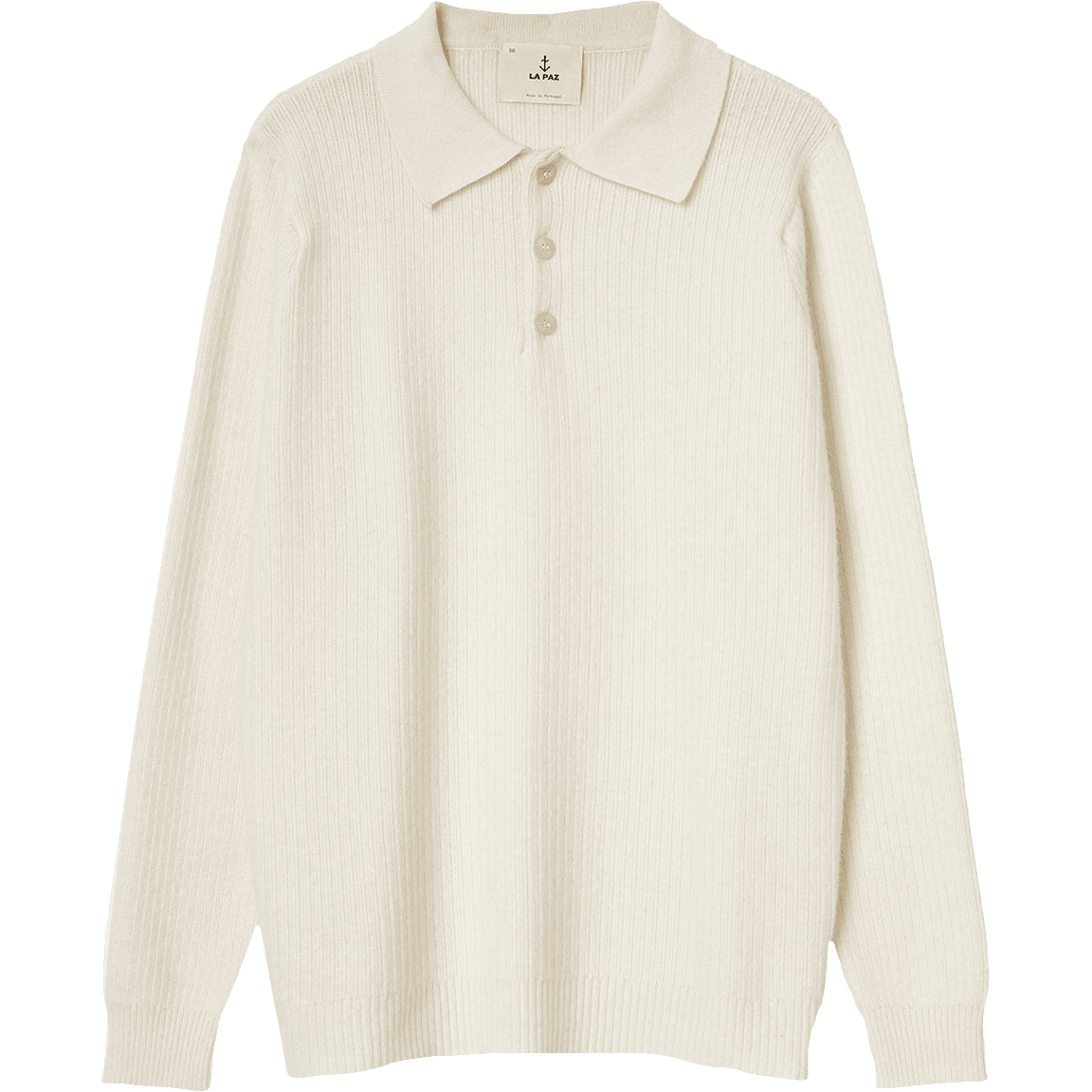 Eca Textured Knitted Polo - Oyster White