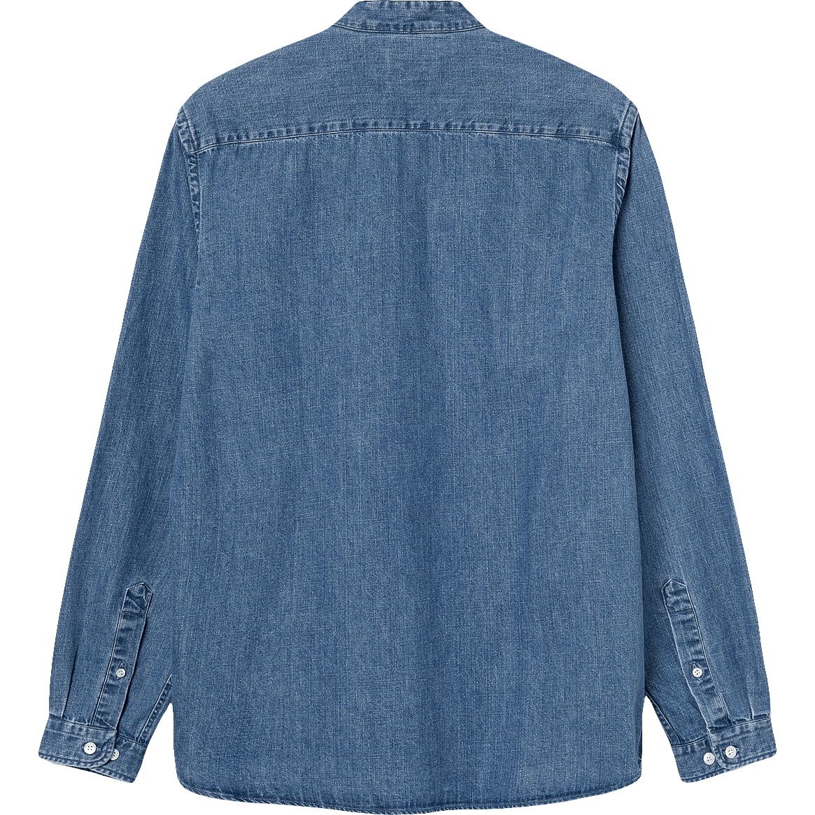 Vieira Collarless Shirt - 1/2 Bleach Denim