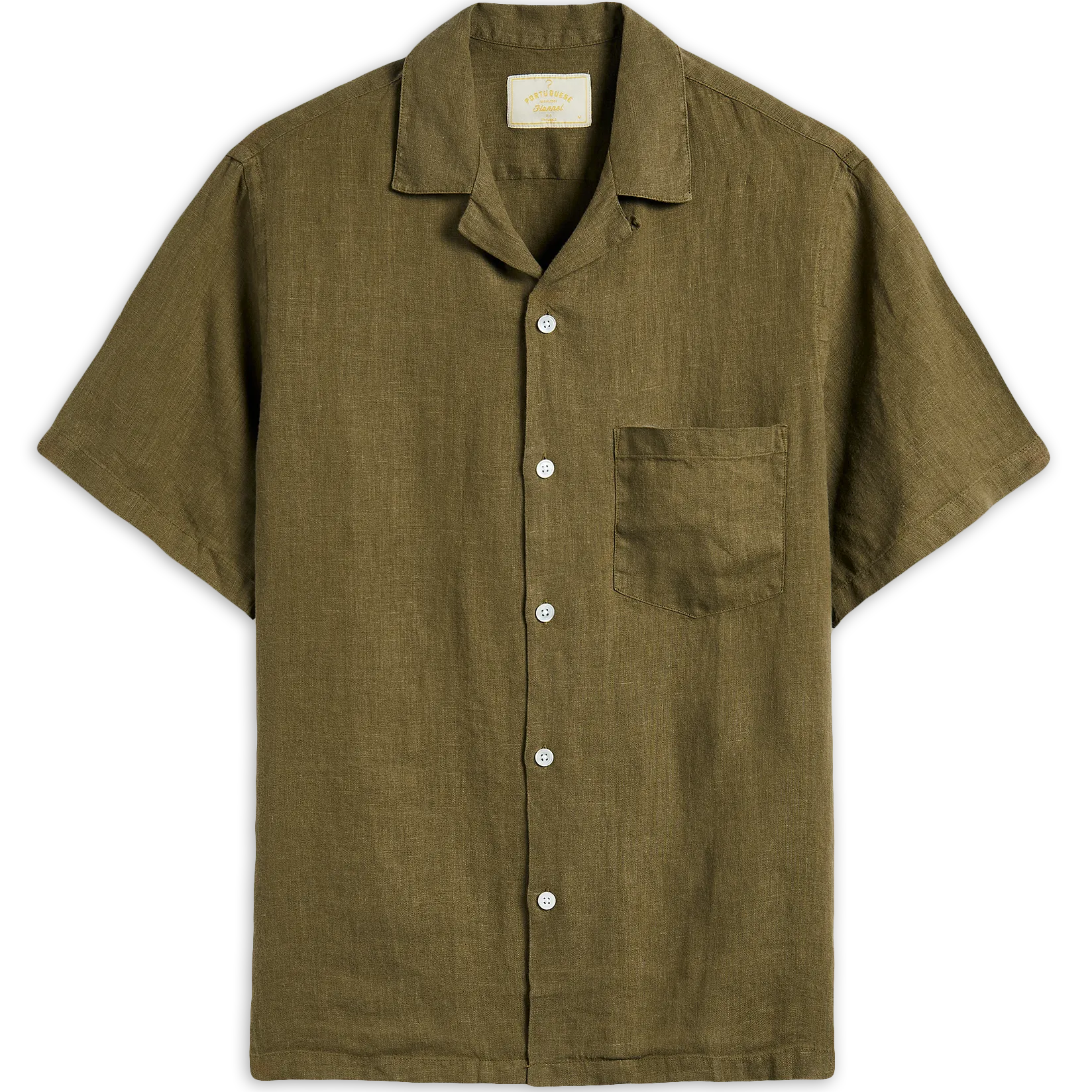 Linen Camp Collar Shirt - Olive