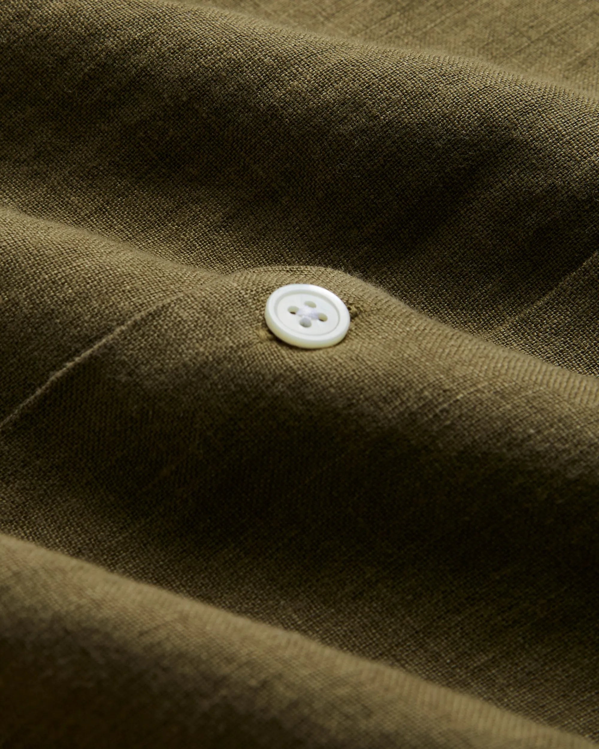 Linen Camp Collar Shirt - Olive