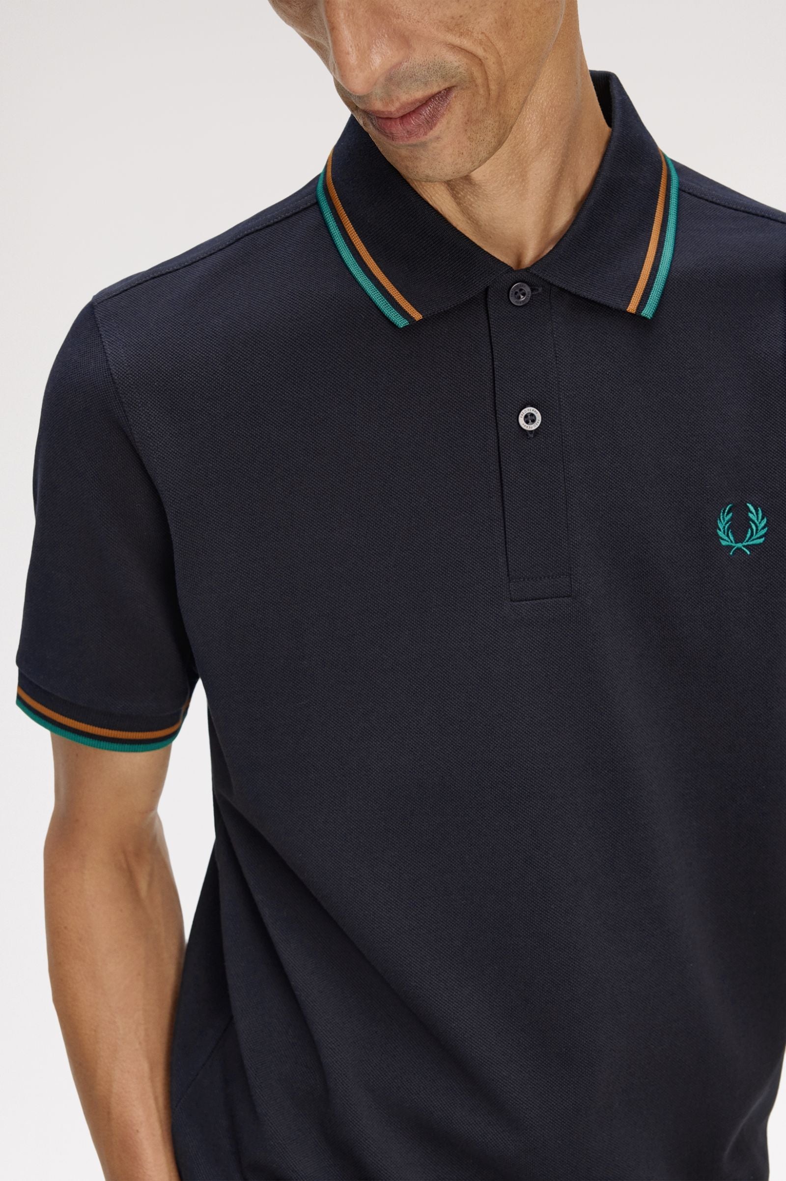 Twin Tipped Polo - Navy / Dark Caramel / Sport Green