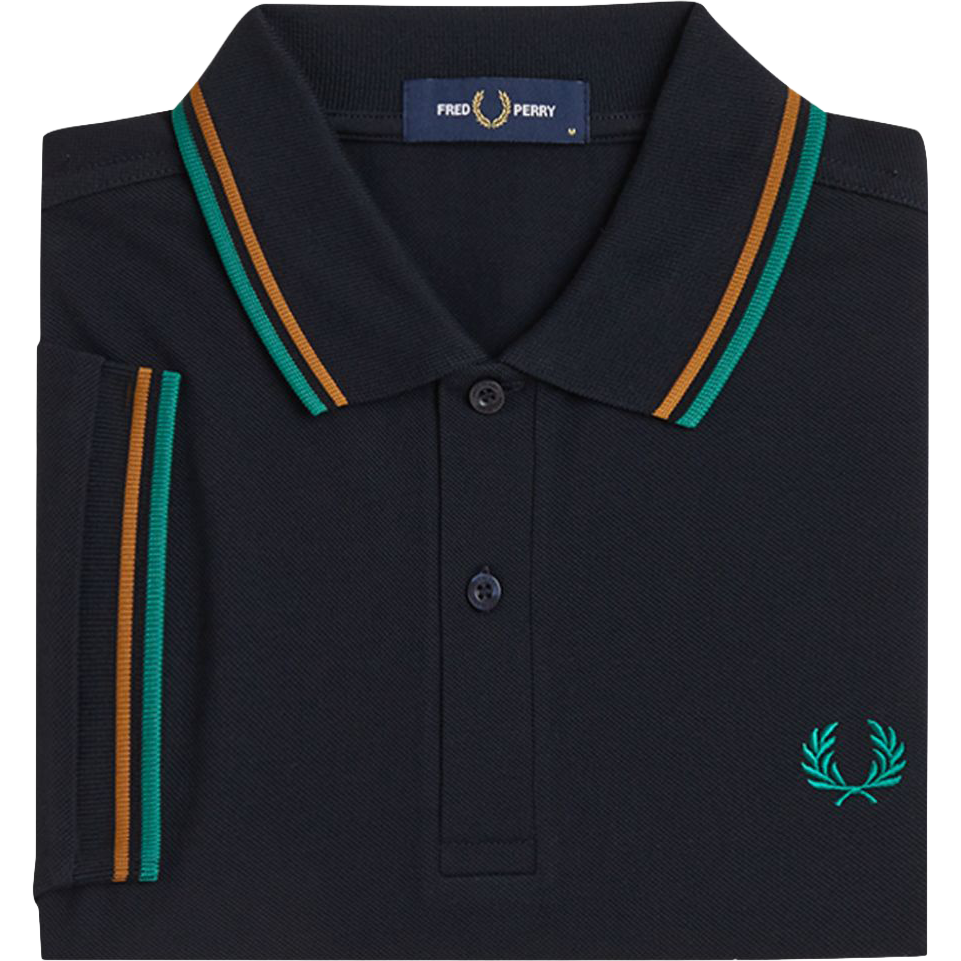Twin Tipped Polo - Navy / Dark Caramel / Sport Green