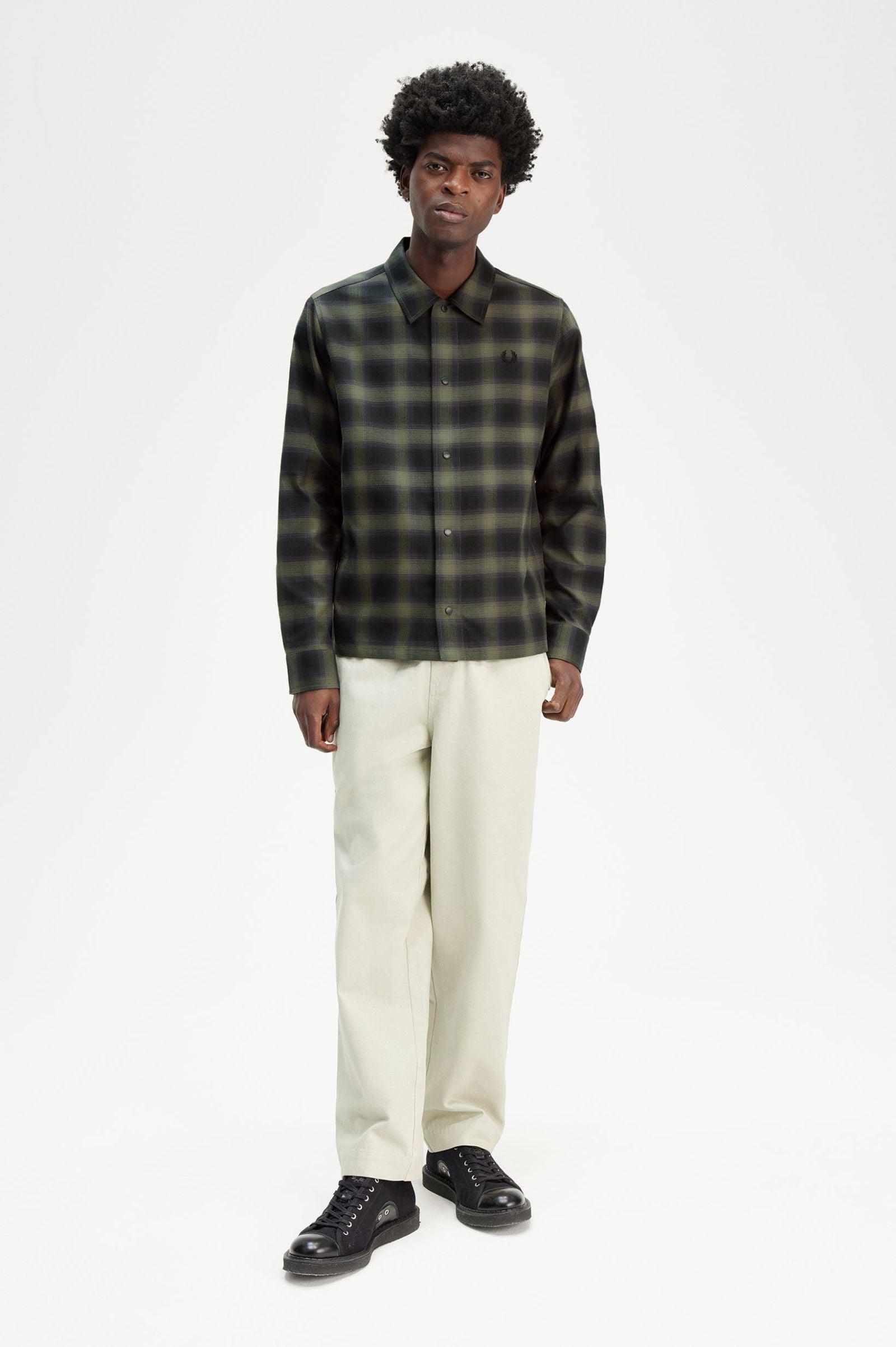 Blurred Tartan Overshirt - Green