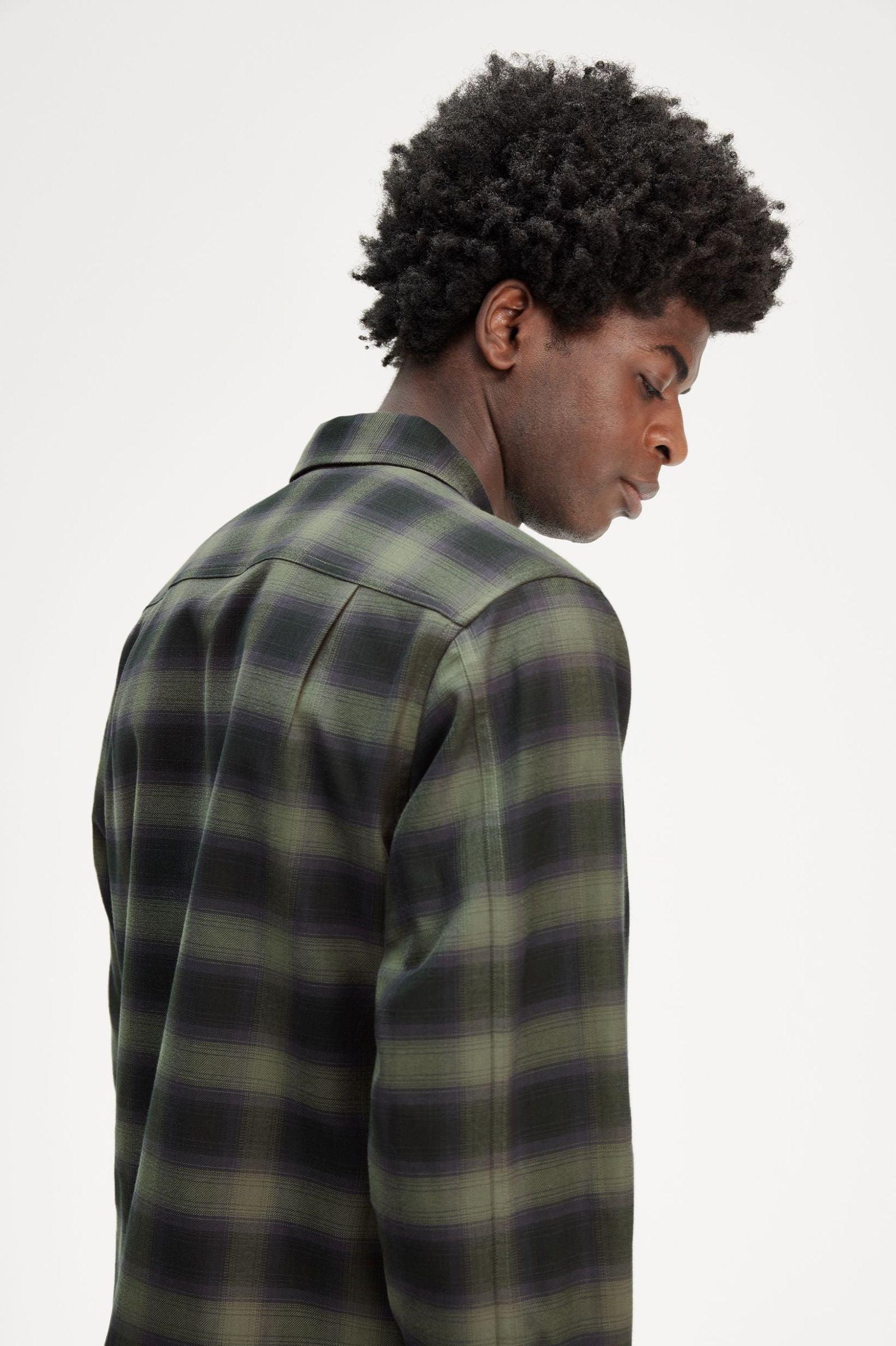 Blurred Tartan Overshirt - Green