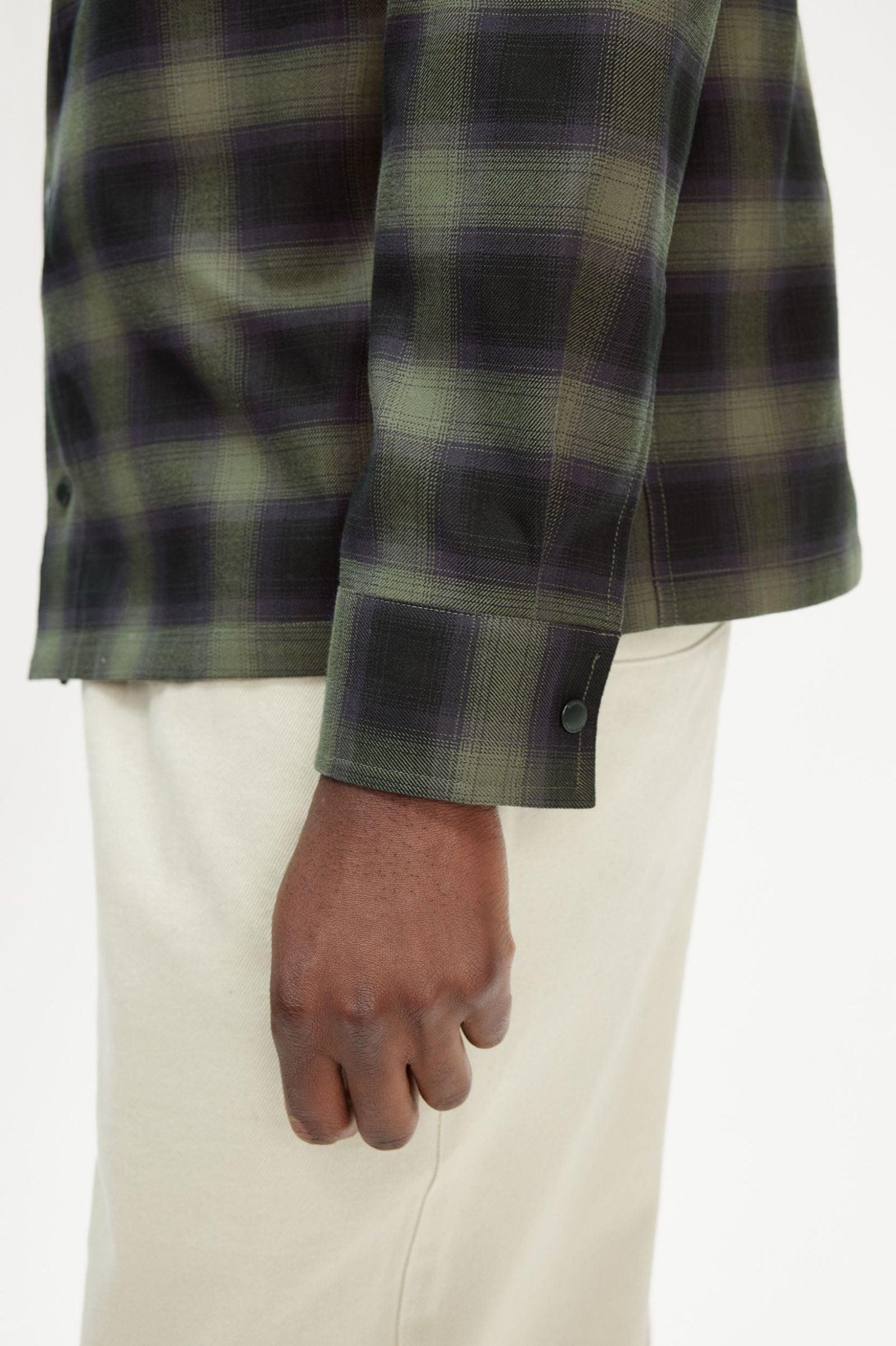 Blurred Tartan Overshirt - Green