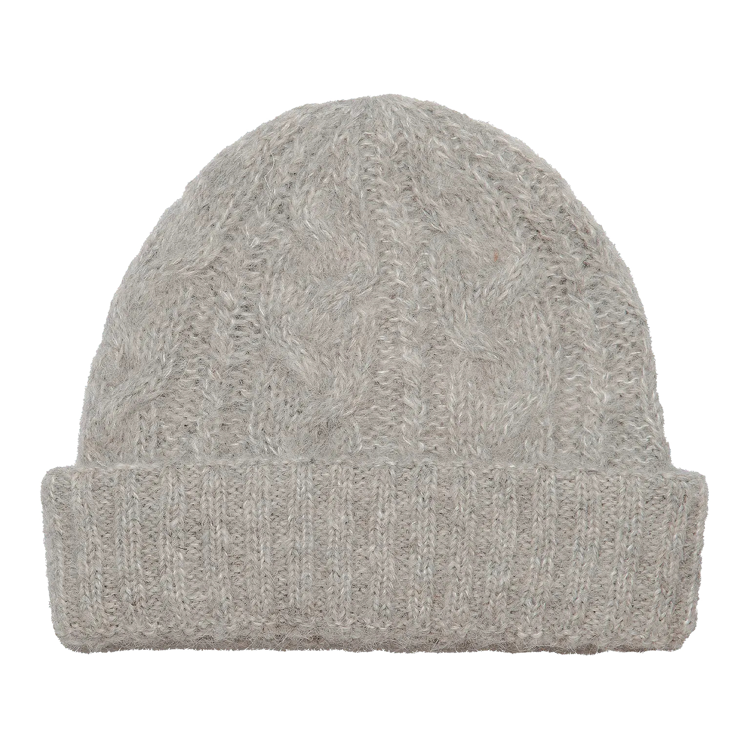 Wool Cable Knit Hat - Light Grey