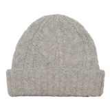 Wool Cable Knit Hat - Light Grey