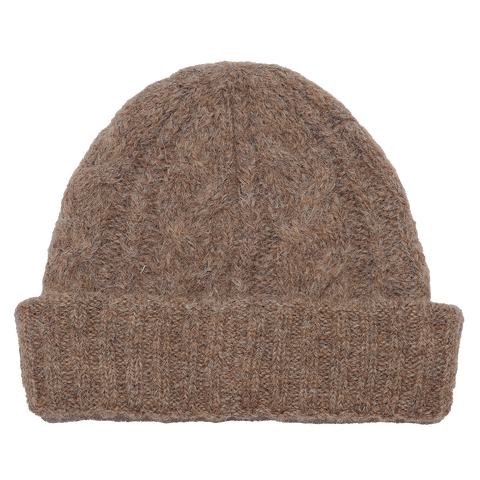Wool Cable Knit Hat - Natural Melange