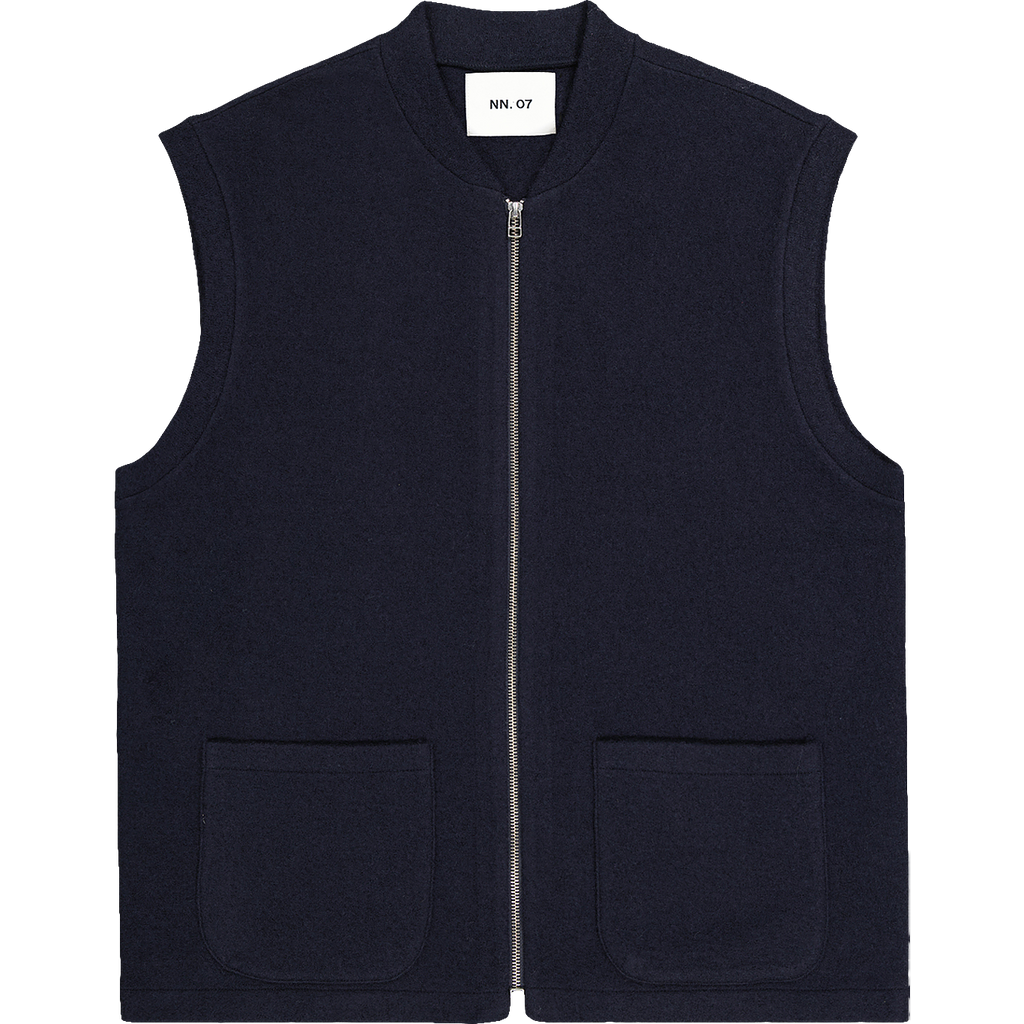 Wool Zip Vest - Navy