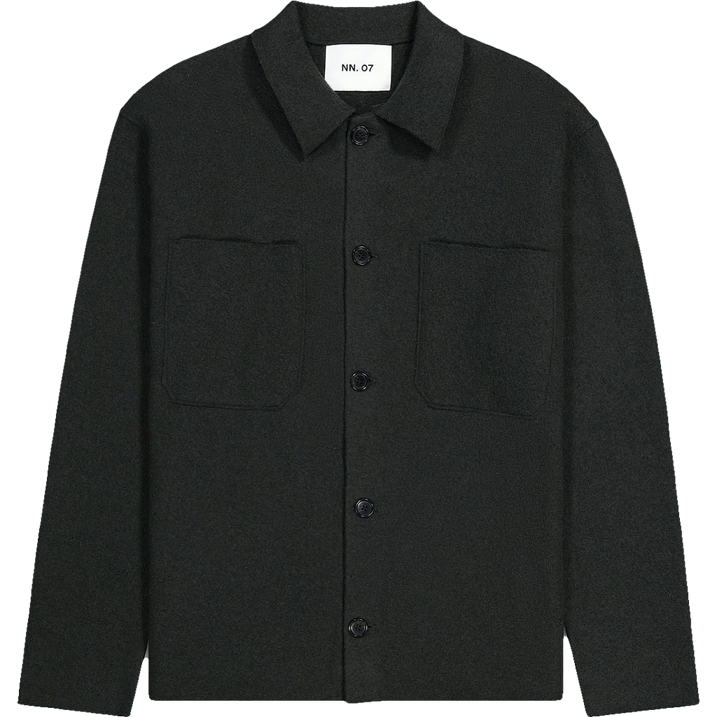 Jonas Boiled Wool Overshirt - Dark Army Green