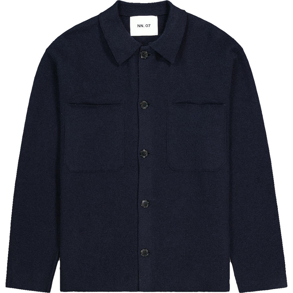 Jonas Boiled Wool Overshirt - Navy Blue