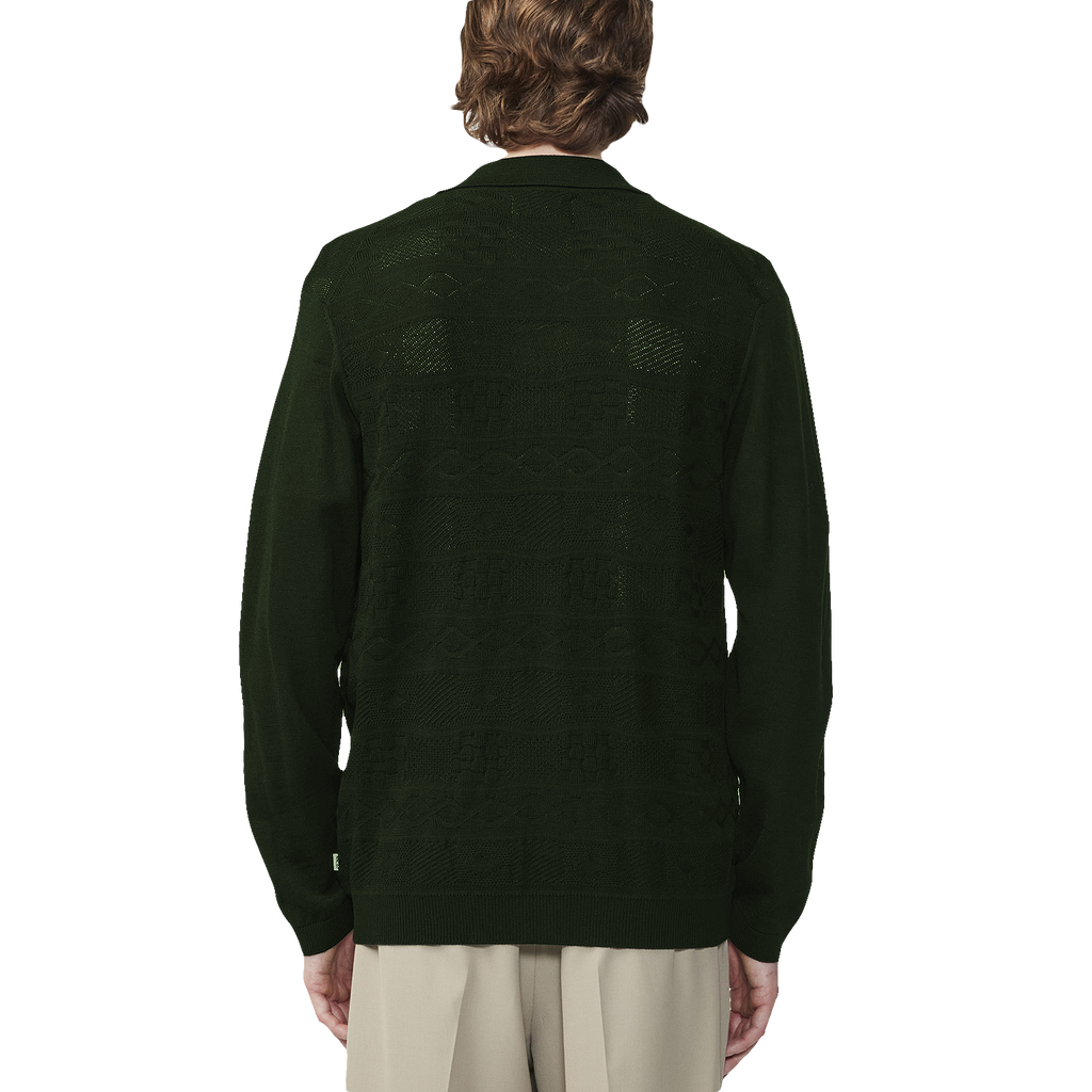 Thor Longsleeve Knitted Polo - Deep Green