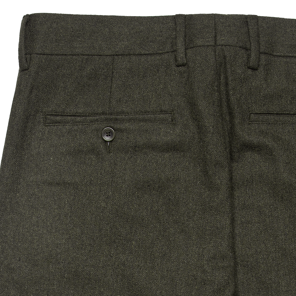 'Bill' Relaxed-taper Wool Dress Pant - Dark Green