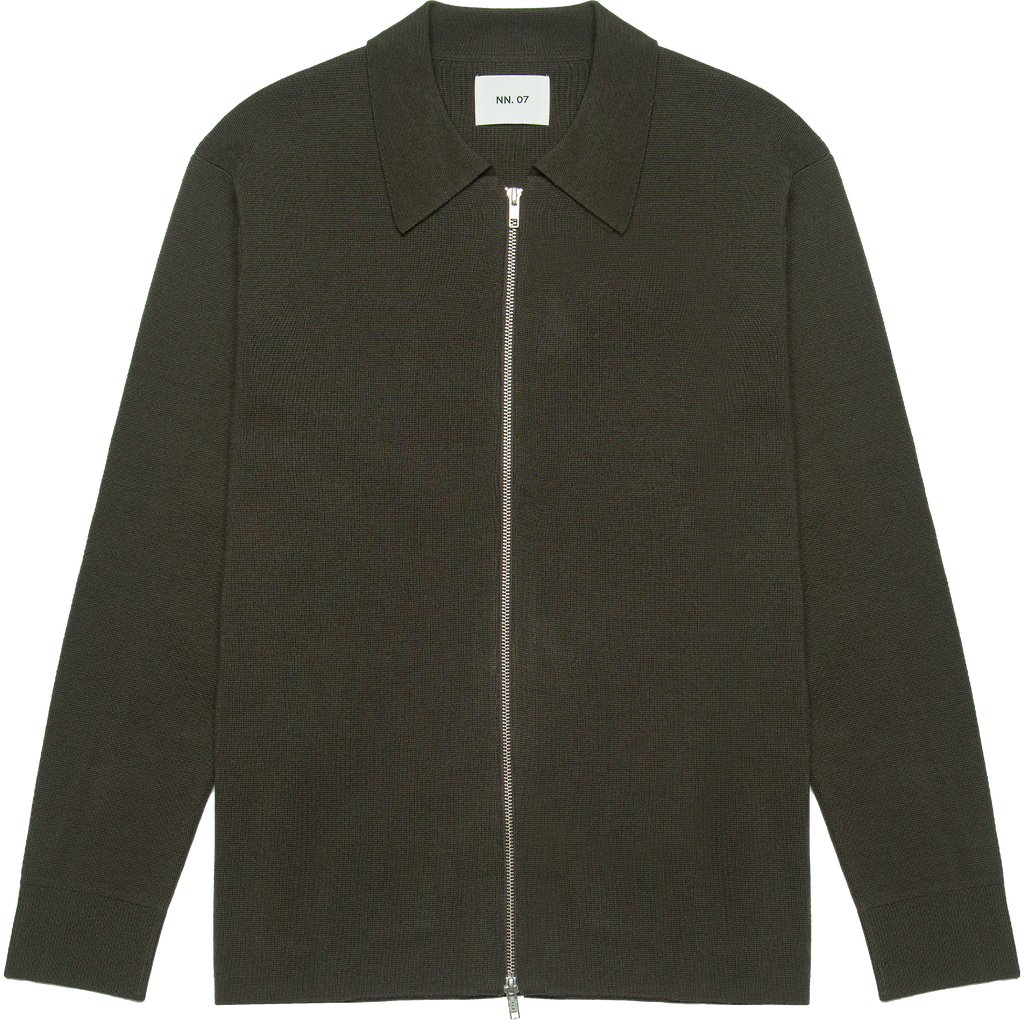 Harald Zip Wool Overshirt - Dark Green