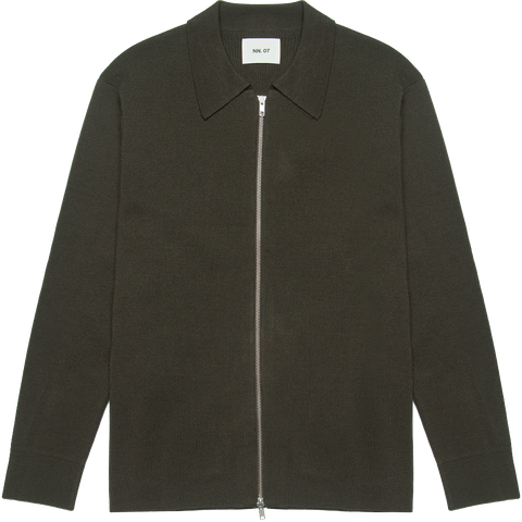 Harald Zip Wool Overshirt - Dark Green