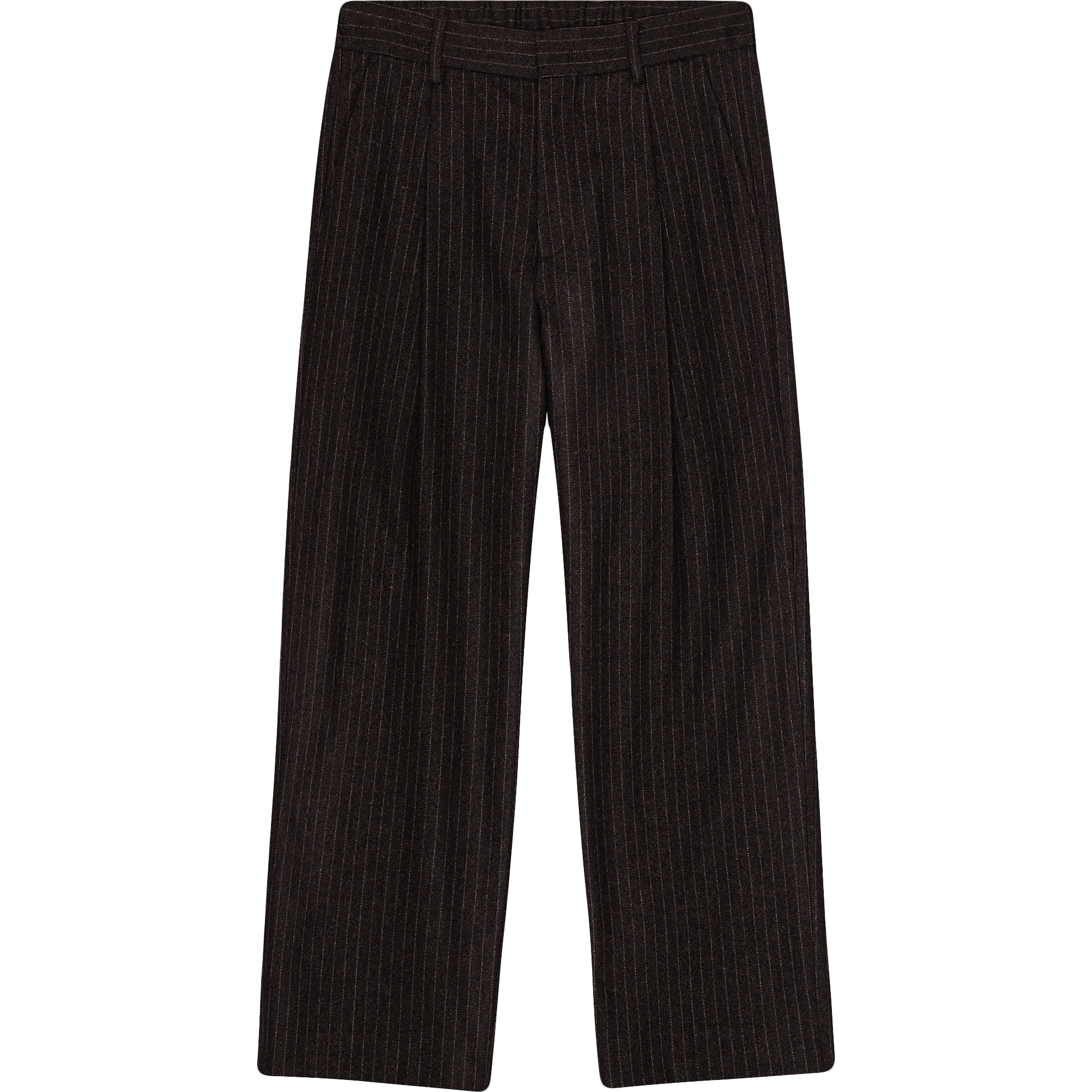 Kay Relaxed Fit Wool Blend Pant - Brown Stripe