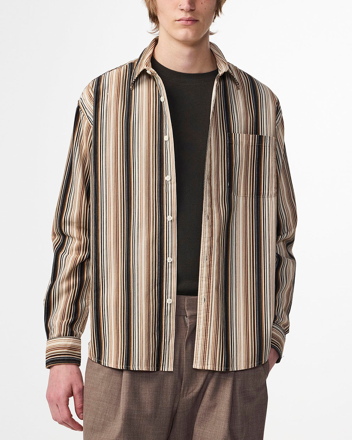 Deon Corduroy Shirt - Green Stripe