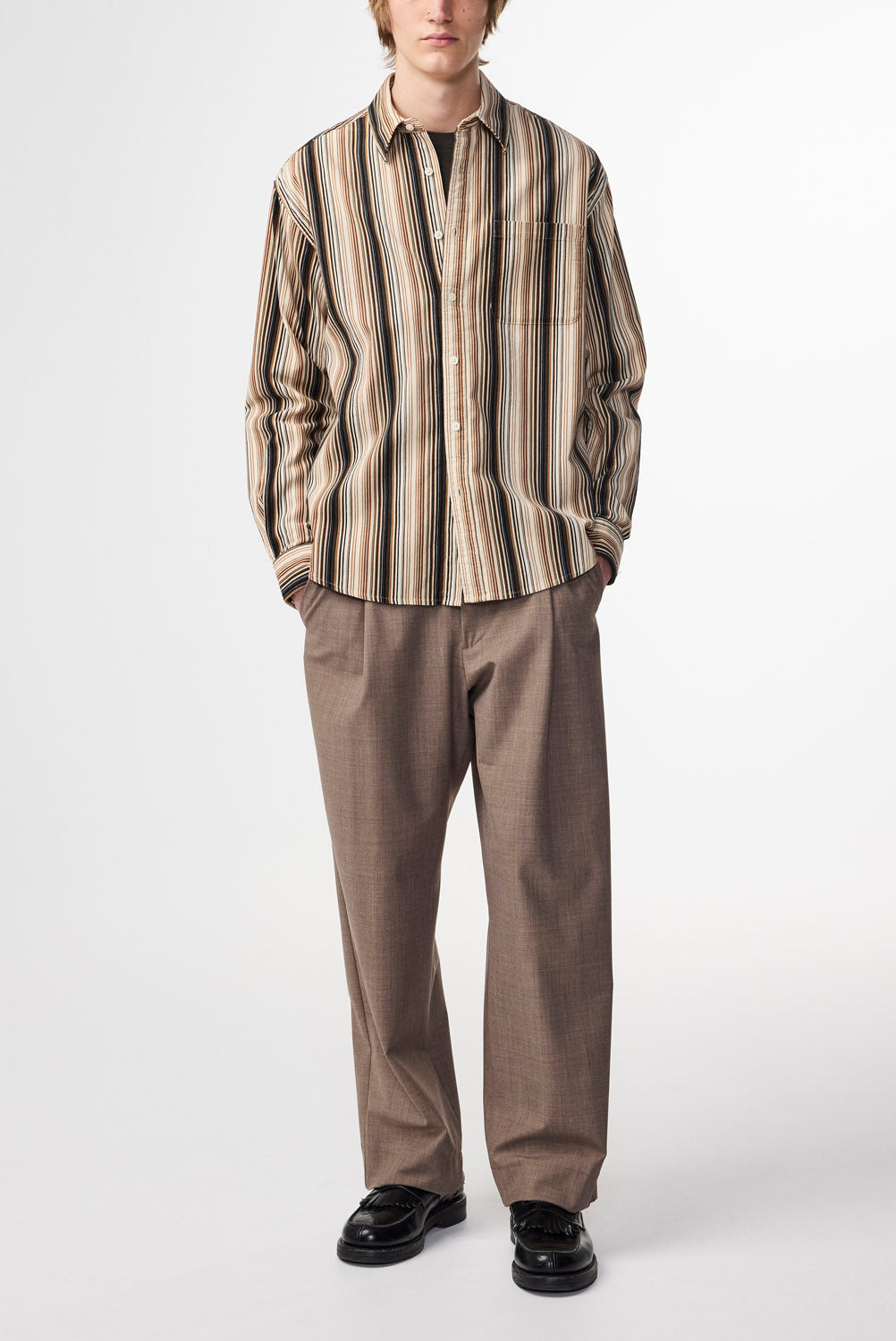 Deon Corduroy Shirt - Green Stripe