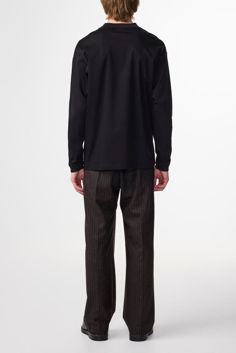 Kay Relaxed Fit Wool Blend Pant - Brown Stripe