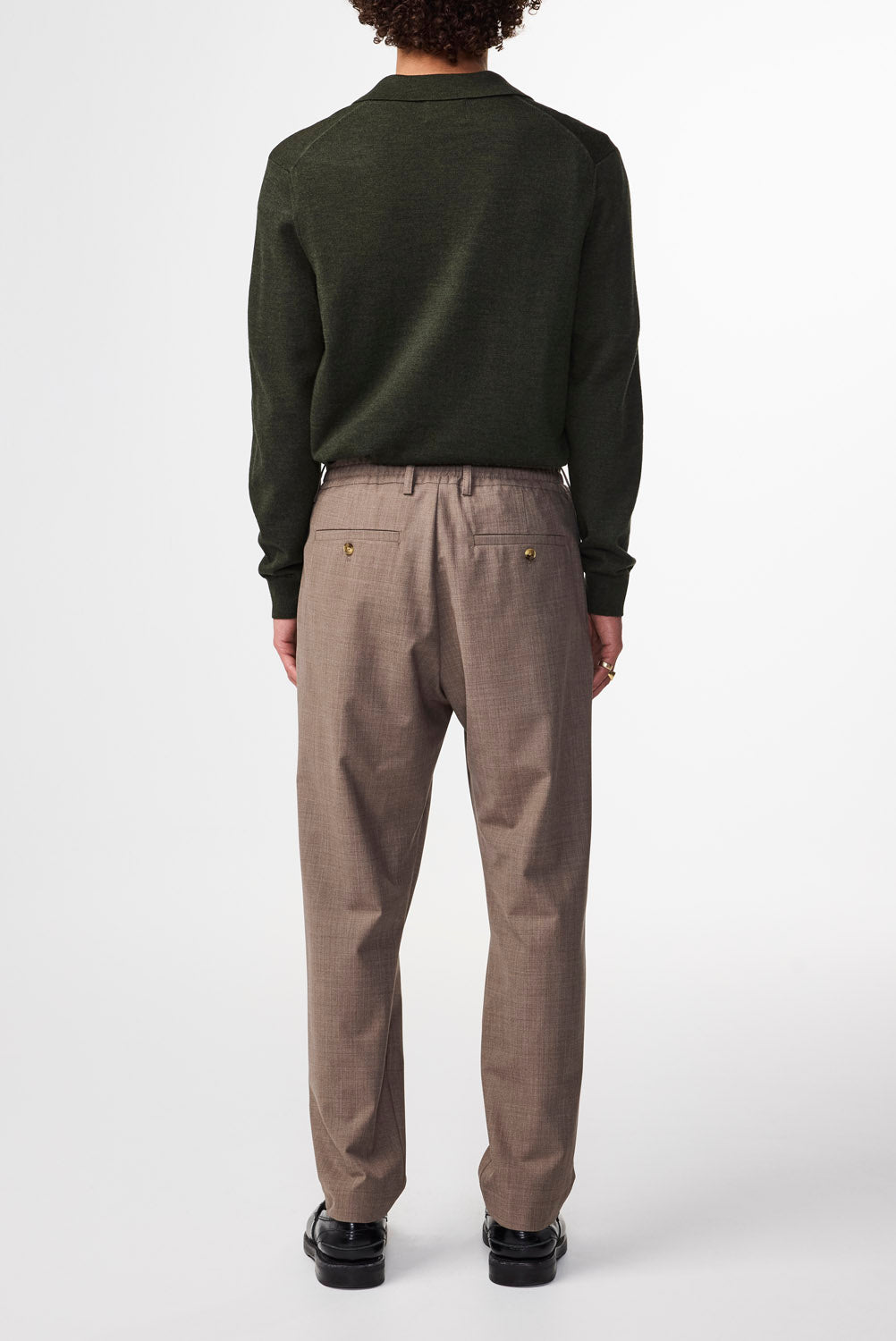 Billie Drawstring Trouser - Khaki Melange