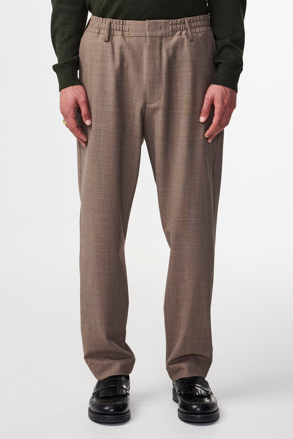 Billie Drawstring Trouser - Khaki Melange