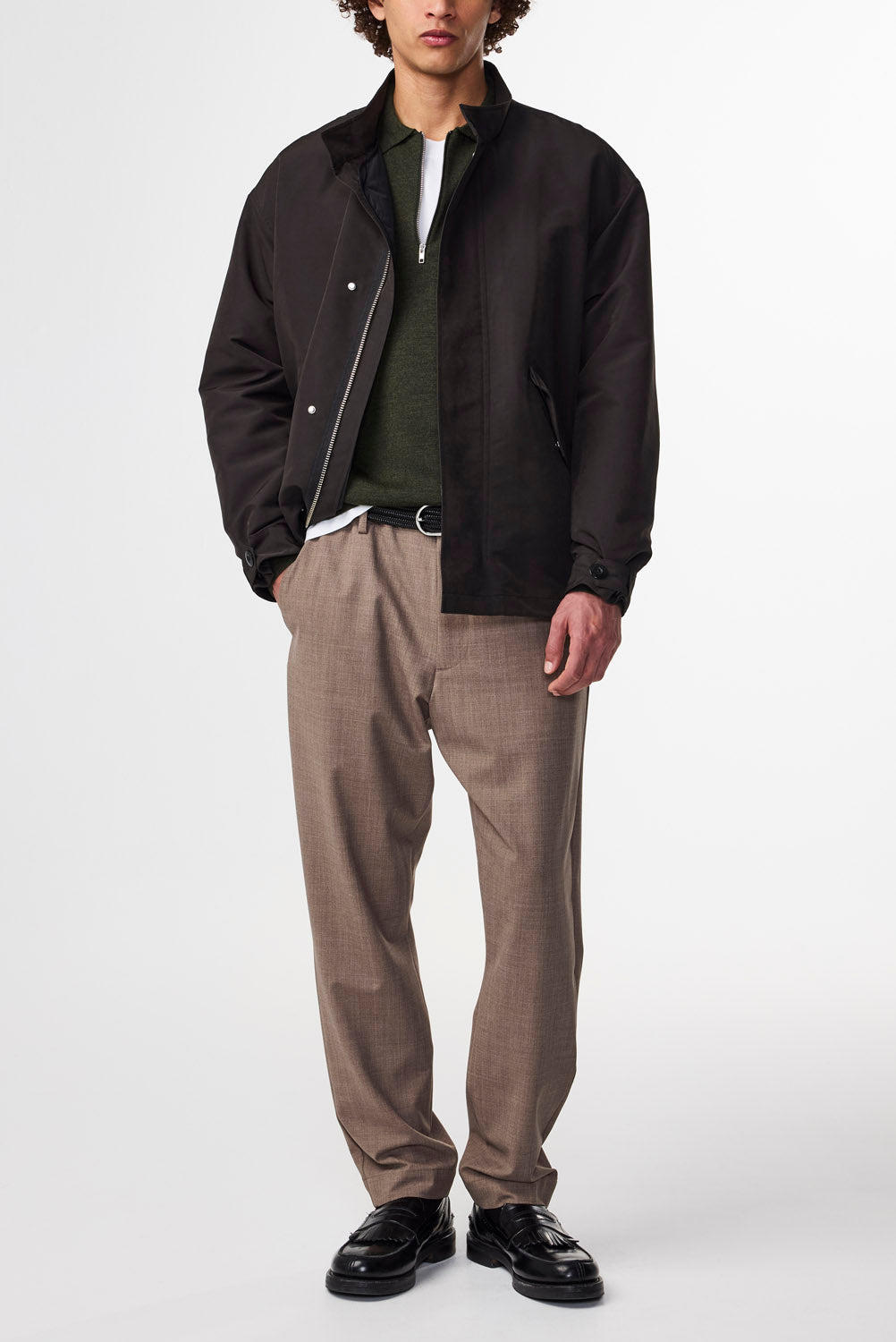 Billie Drawstring Trouser - Khaki Melange