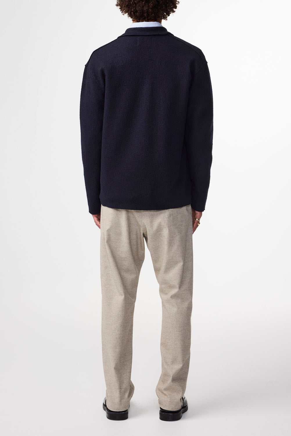 Jonas Boiled Wool Overshirt - Navy Blue