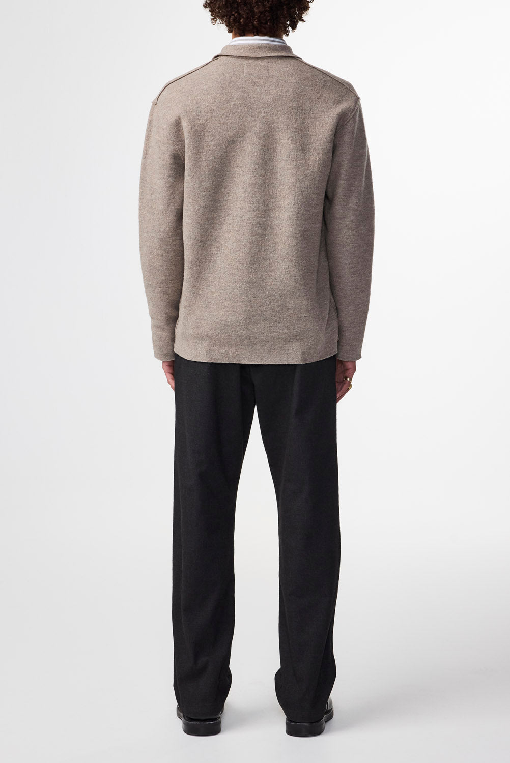 Jonas Boiled Wool Overshirt - Khaki Beige