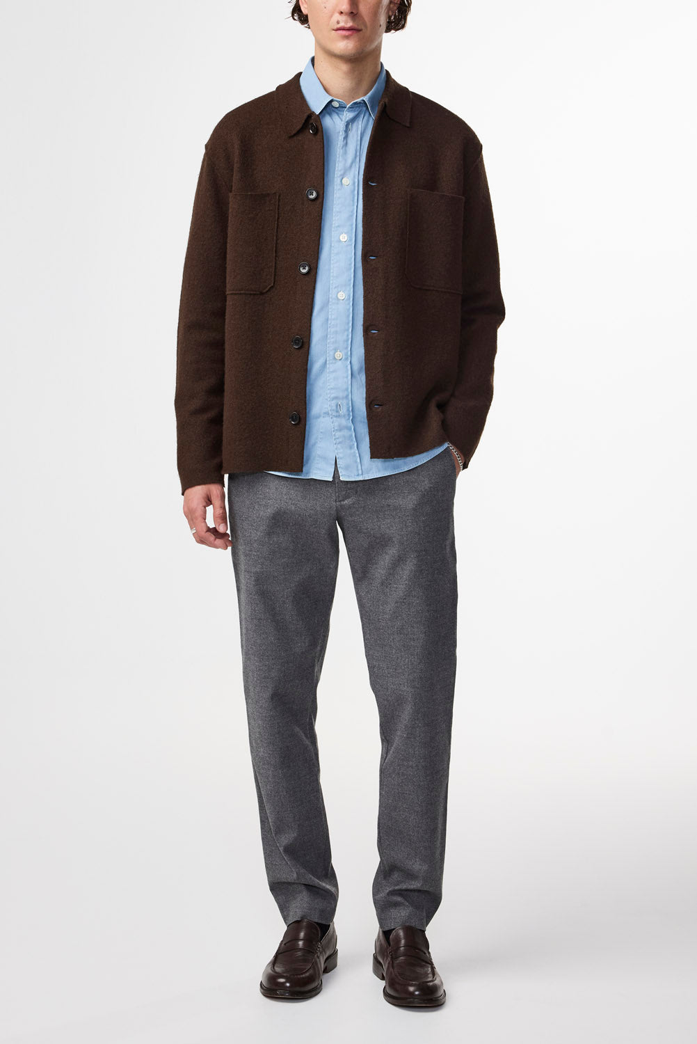 Jonas Boiled Wool Overshirt - Demitasse