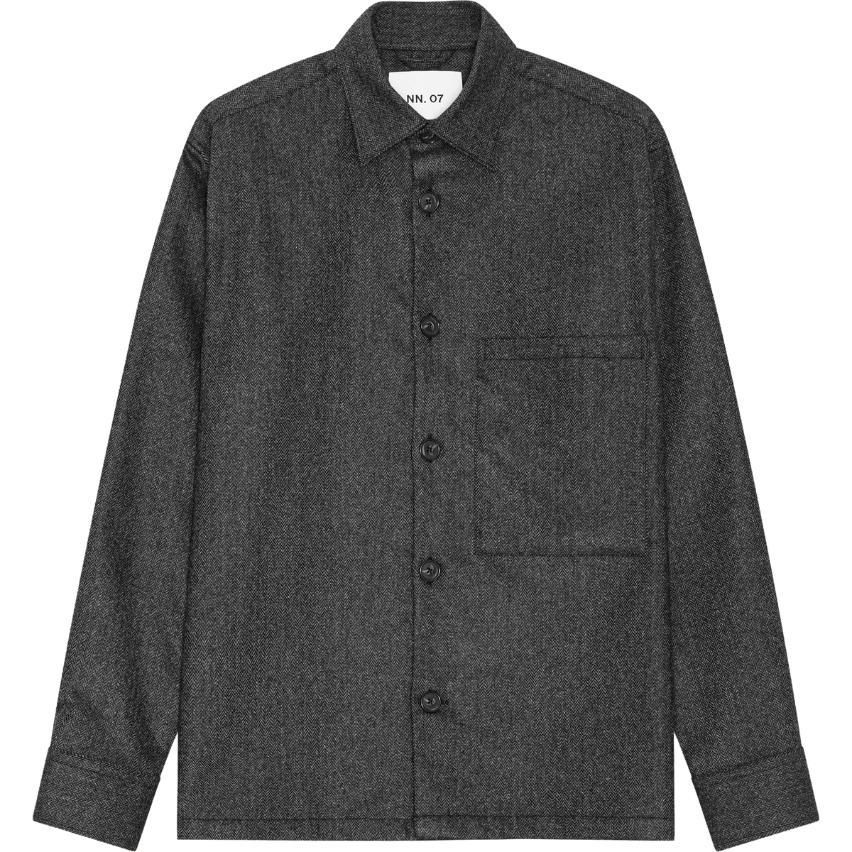 Freddy Herringbone Overshirt - Dark Grey Melange