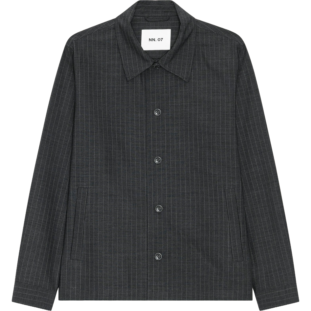 Zander Wool Blend Overshirt - Dark Grey Stripe