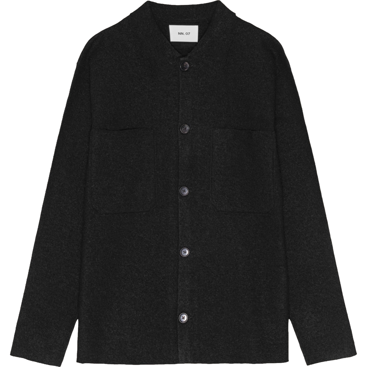 Jonas Boiled Wool Overshirt - Black