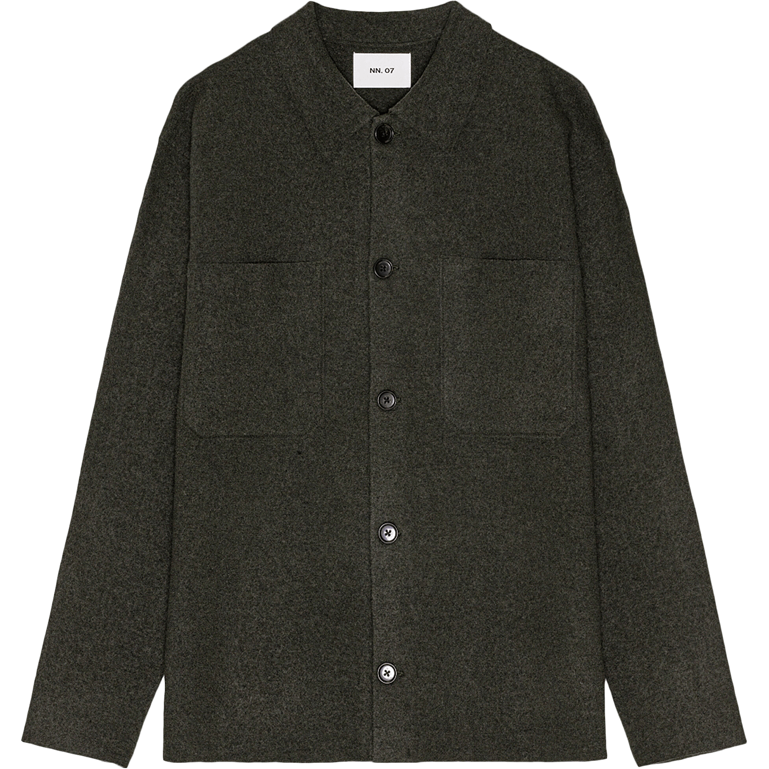 Jonas Boiled Wool Overshirt - Dark Army