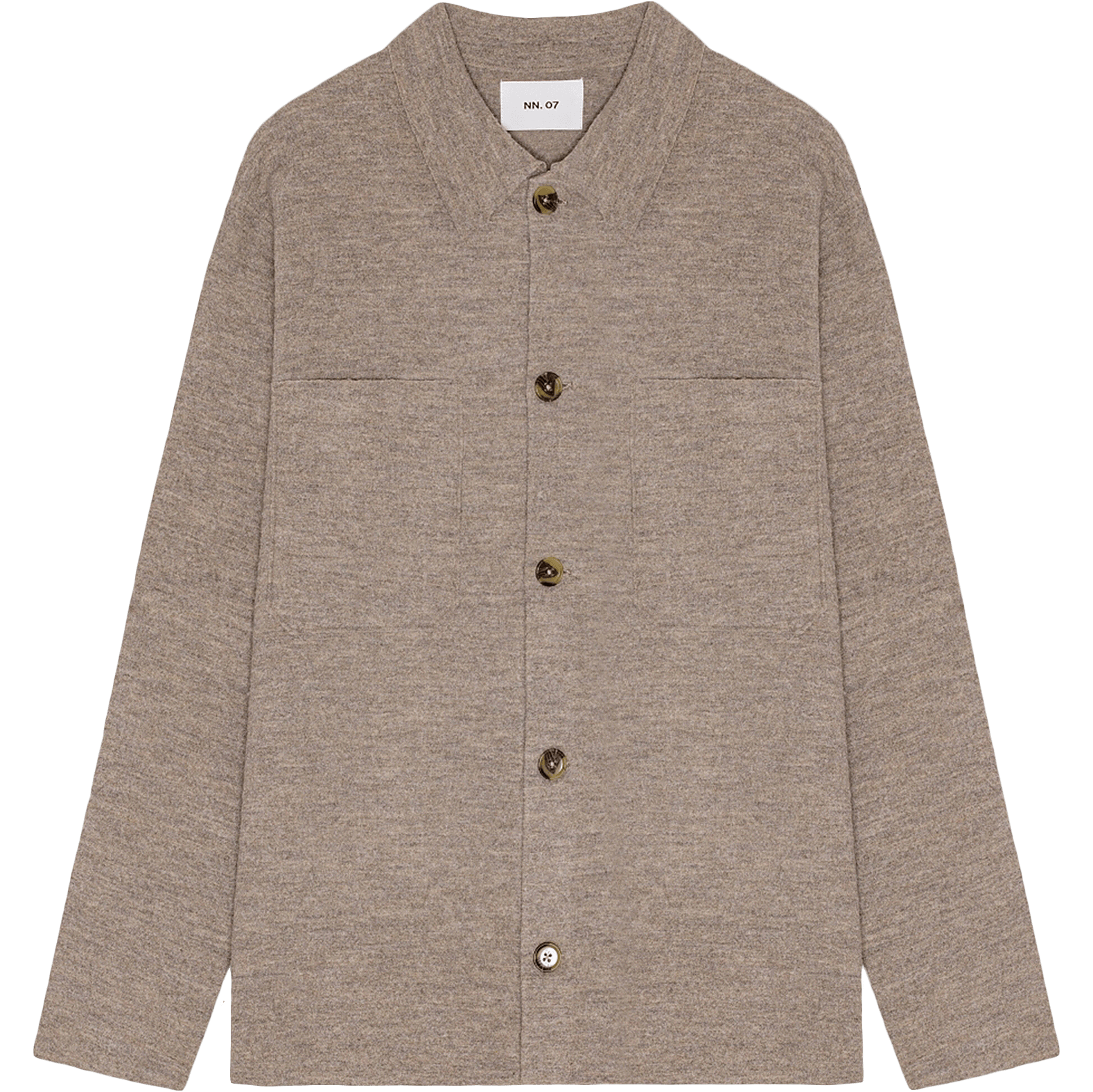 Jonas Boiled Wool Overshirt - Khaki Beige