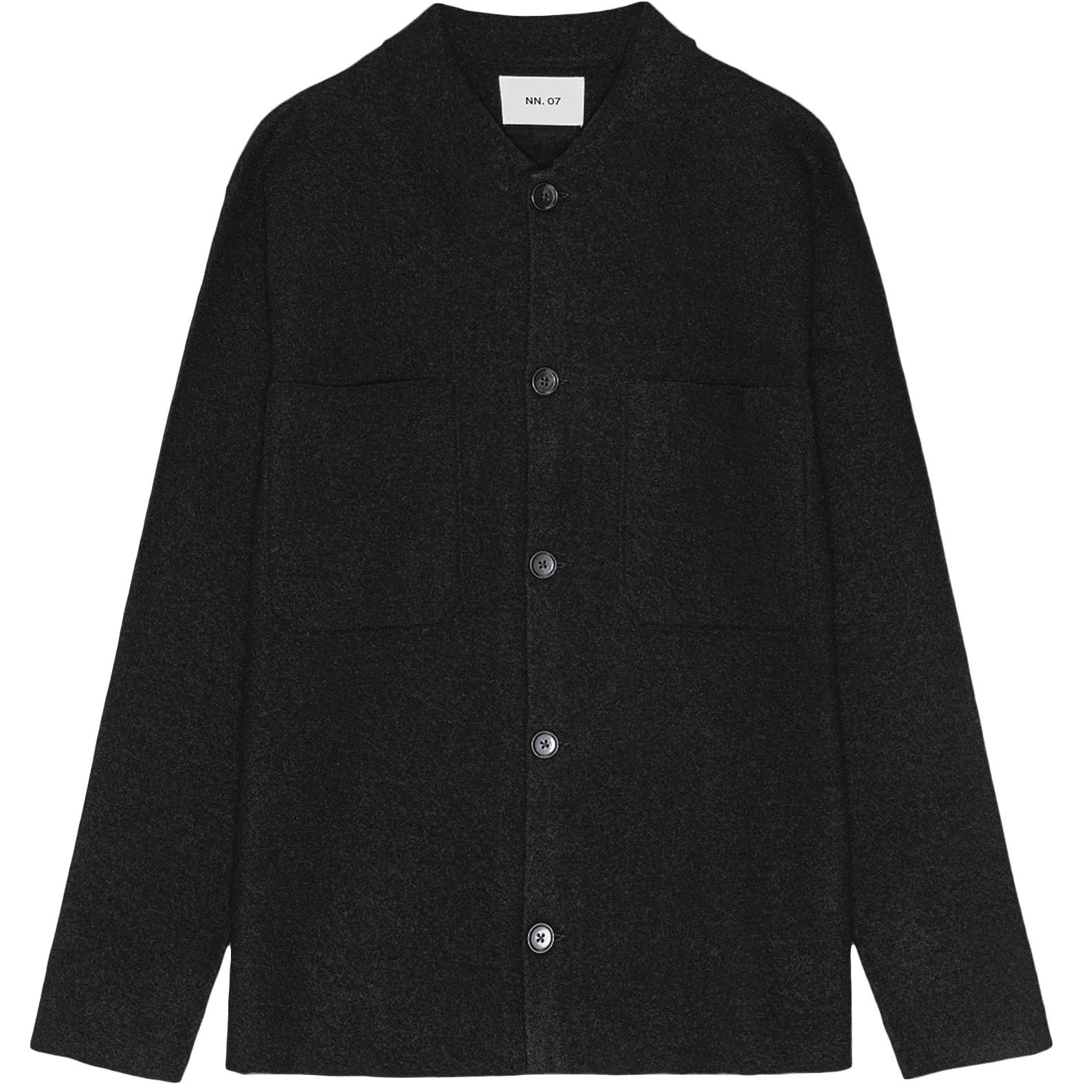 Jonas Boiled Wool Overshirt - Black