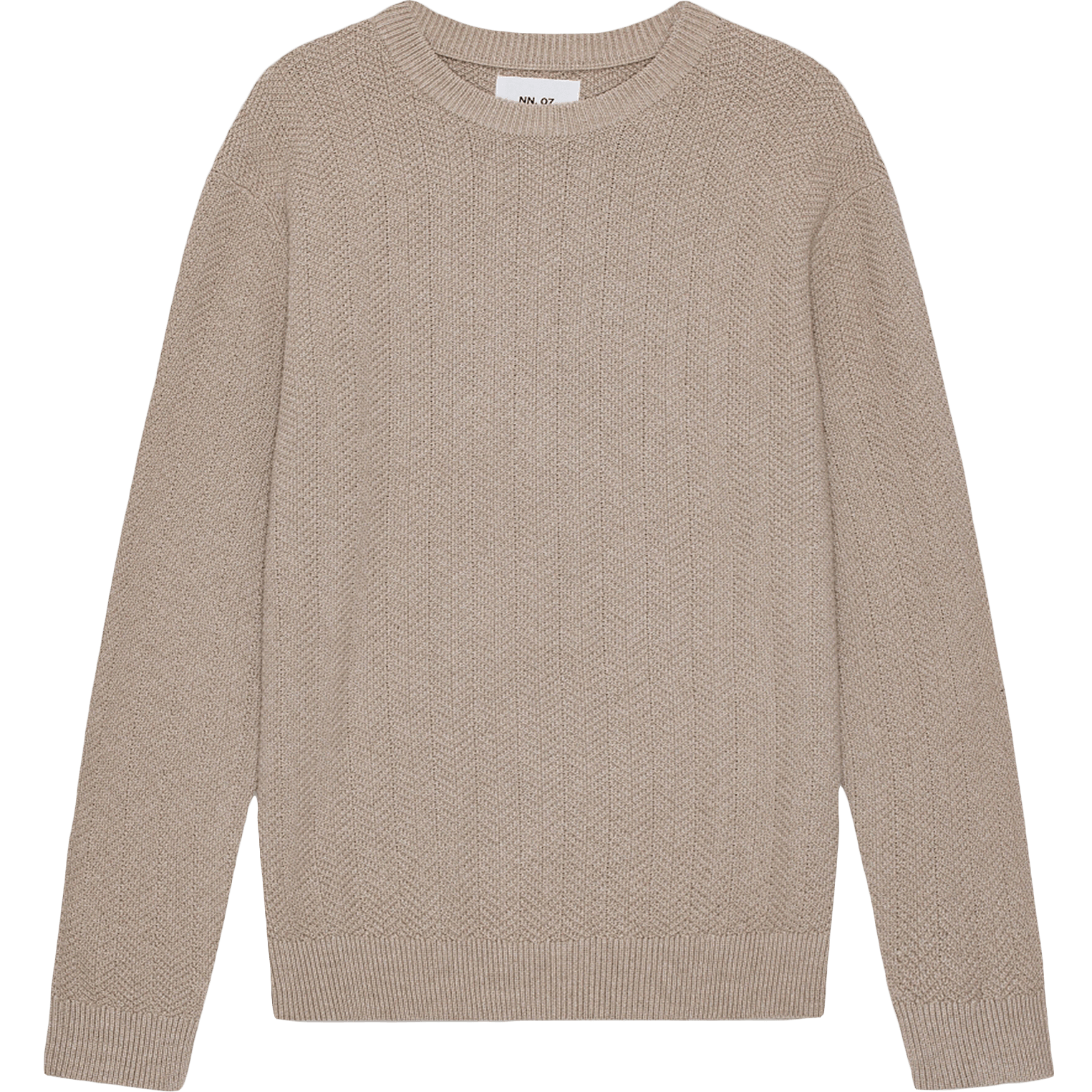 Pete Herringbone Crew - Khaki Beige