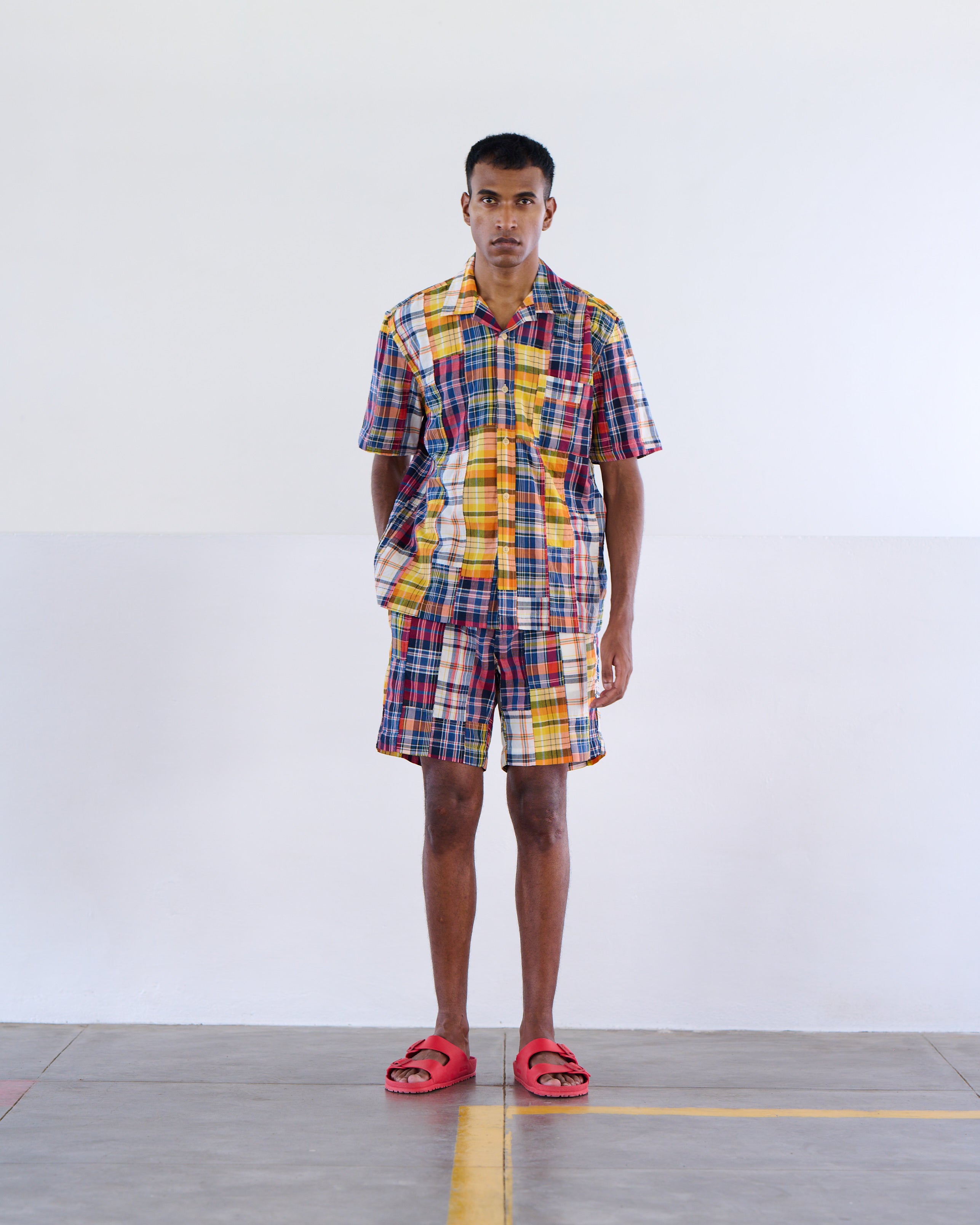 Lax Drawstring Shorts - Madras Patchwork