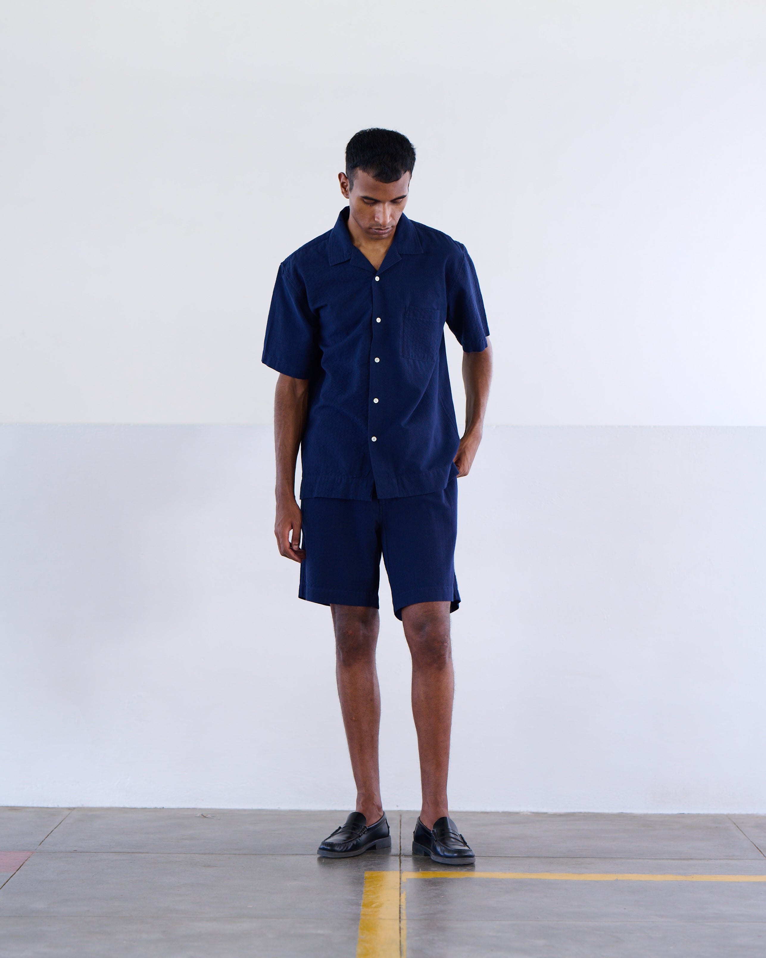 Cuban Short Sleeve Shirt - Navy