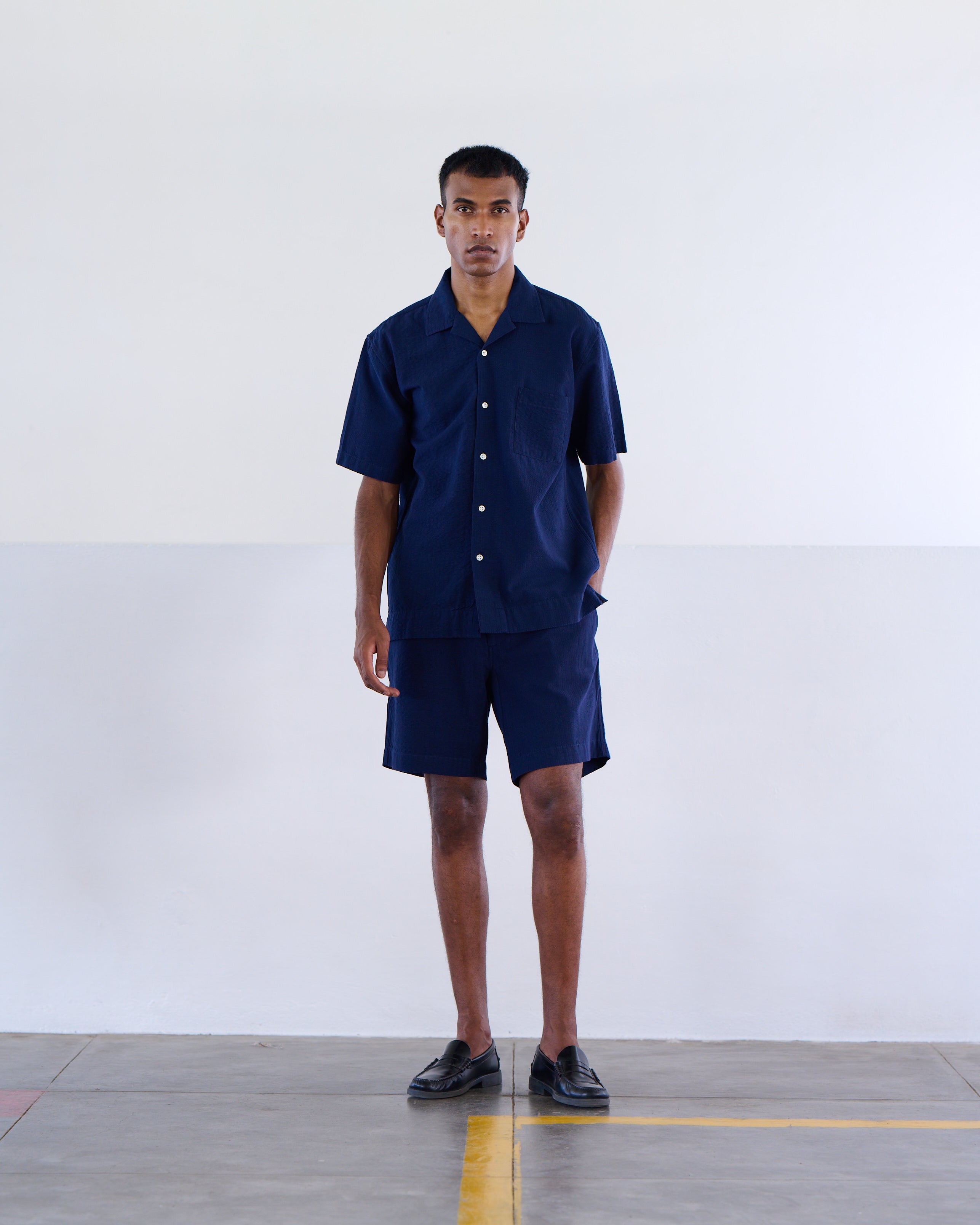 Cuban Short Sleeve Shirt - Navy