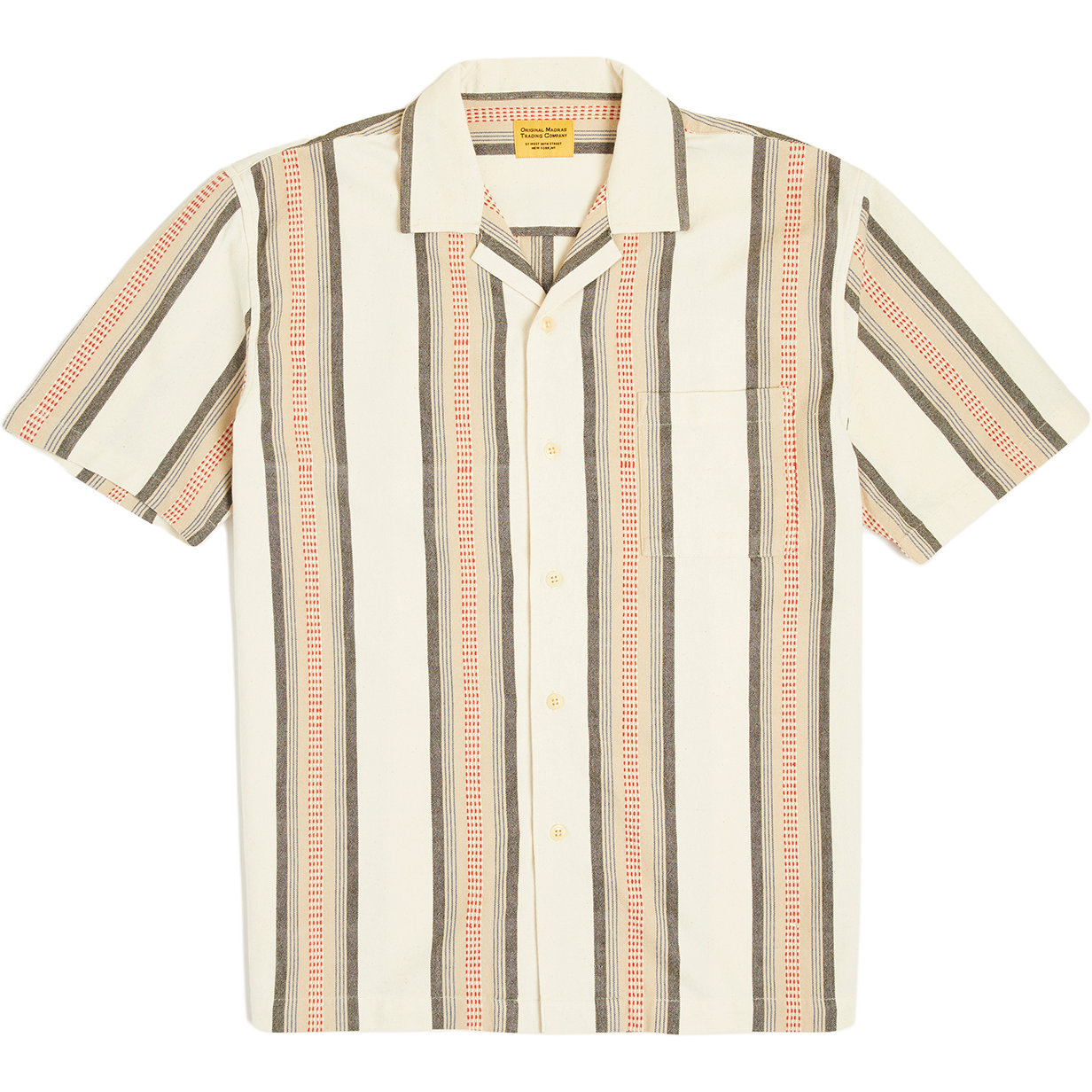 Lax Camp Collar Shirt - Orange / Green Stripe